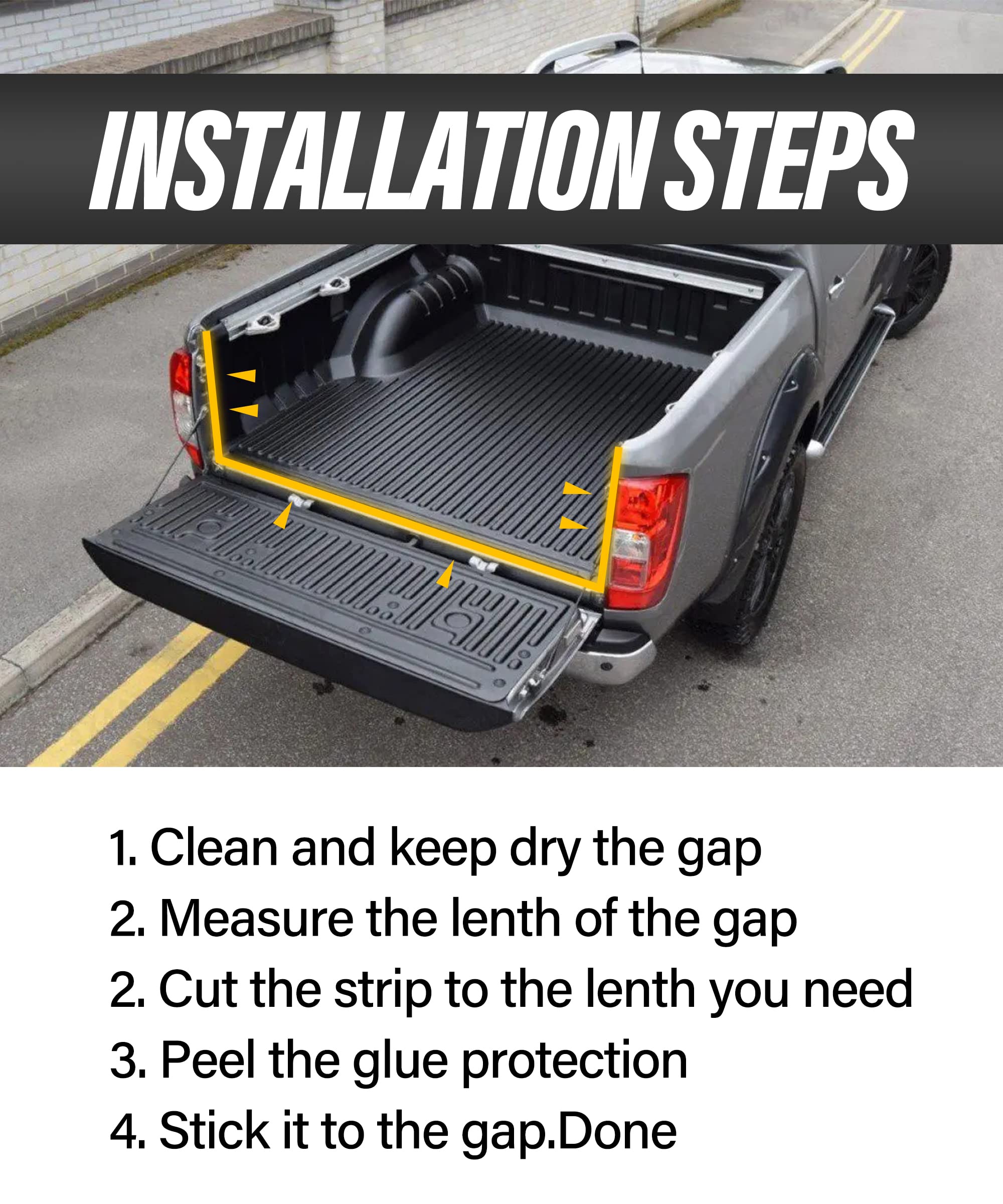 Esewalas 24.5Ft Adhesive Tailgate Seal,Car Door Seal Strip,Automotive Weather Stripping Double-Bulb Tailgate Seal,Rubber Camper Shell Seal,Camper Shell Accessories For Pickups,Trunk Cap,Auto Car