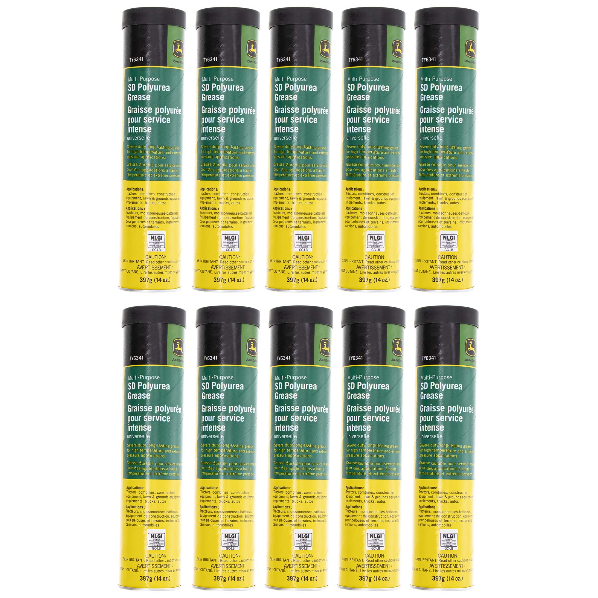 John Deere Multi-Purpose SD Polyurea Grease Case TY6341 OEM (10 Pack)