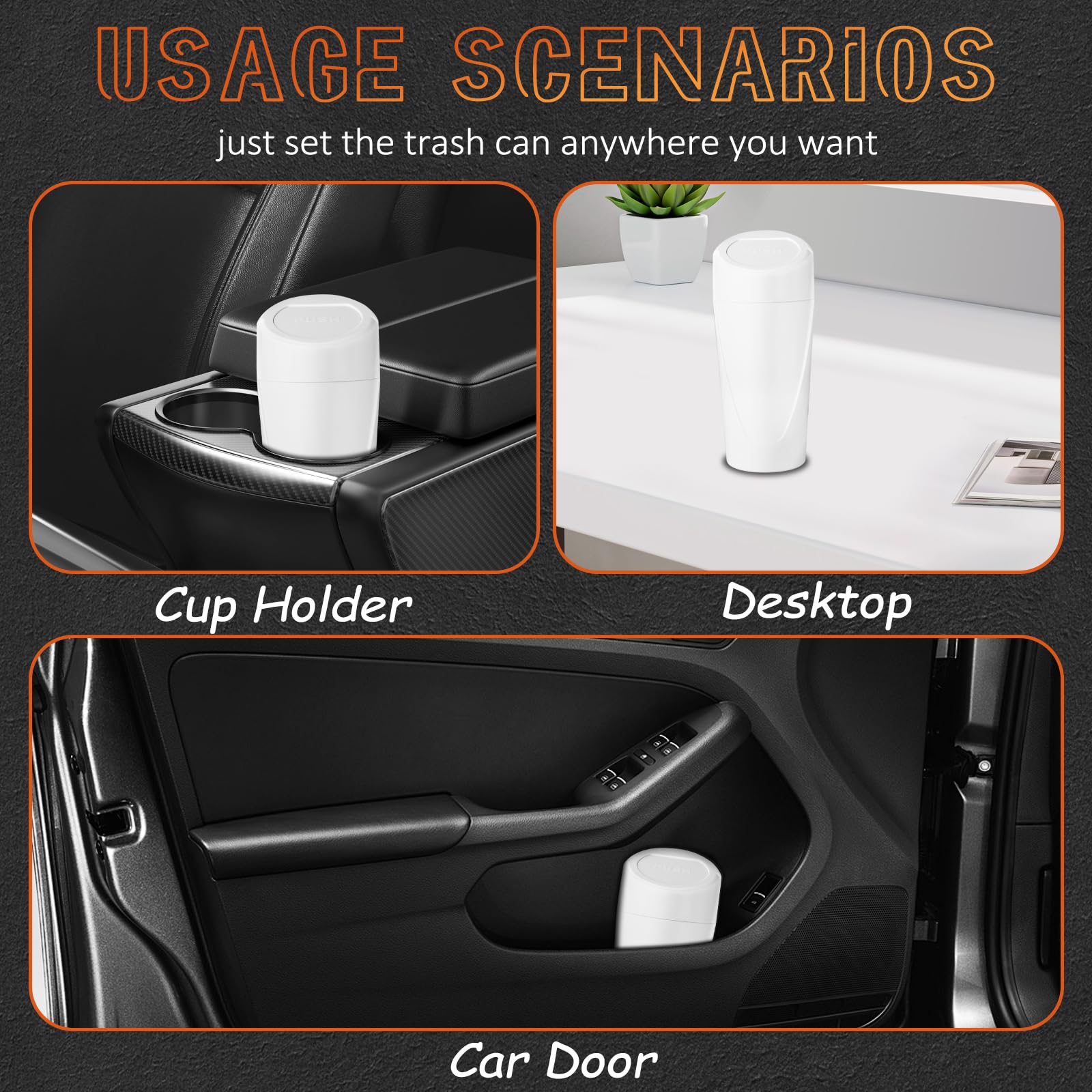 Xiaoniu Car Trash Can With Lid, Leakproof Garbage Can With 40 Attached Trash Bags, Mini Essential Car Accessories For Interior F