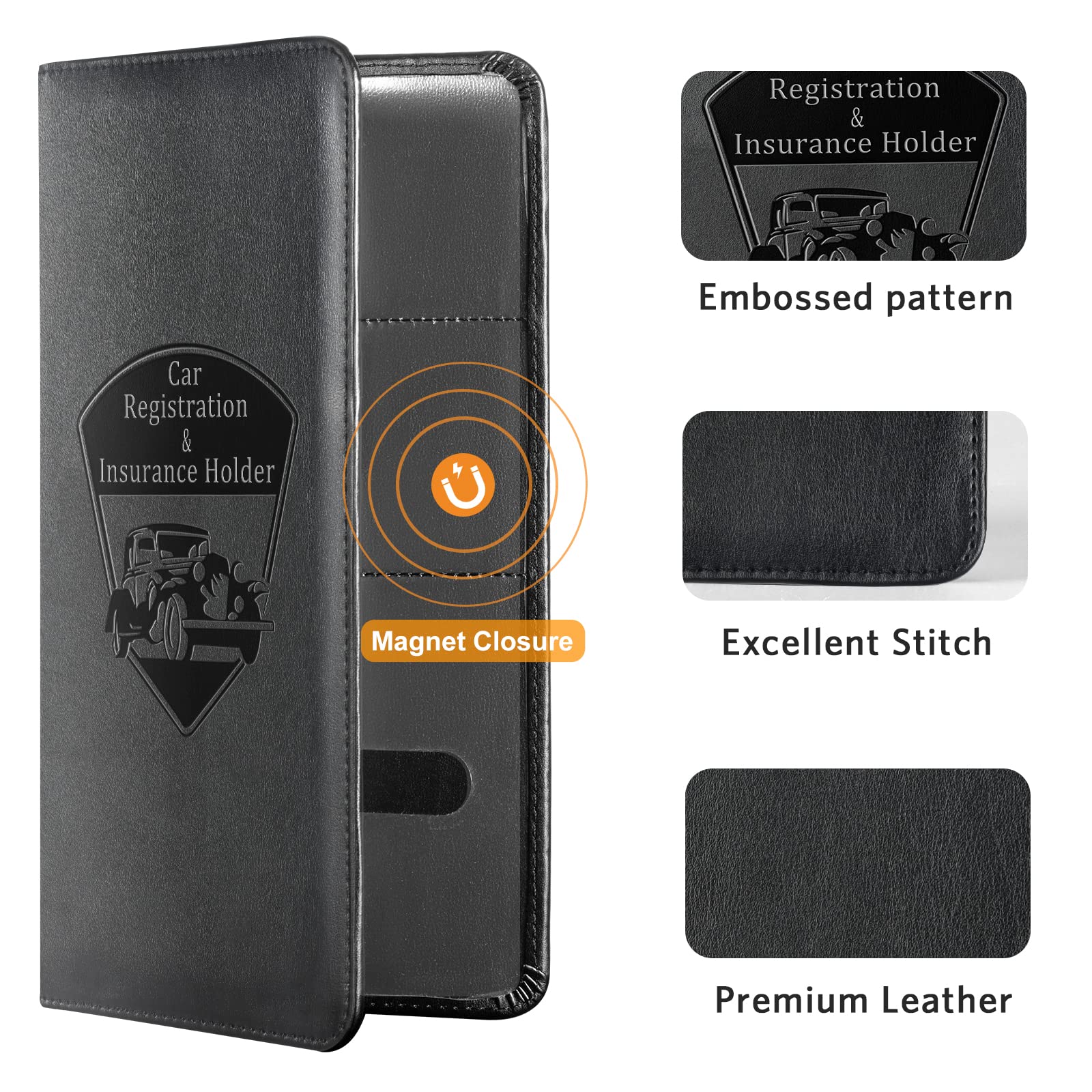 Cobak Car Registration And Insurance Holder - Vehicle Glove Box Car Organizer, Auto Truck Comparment Accessories Case For Essential Document, Driver License, Cards