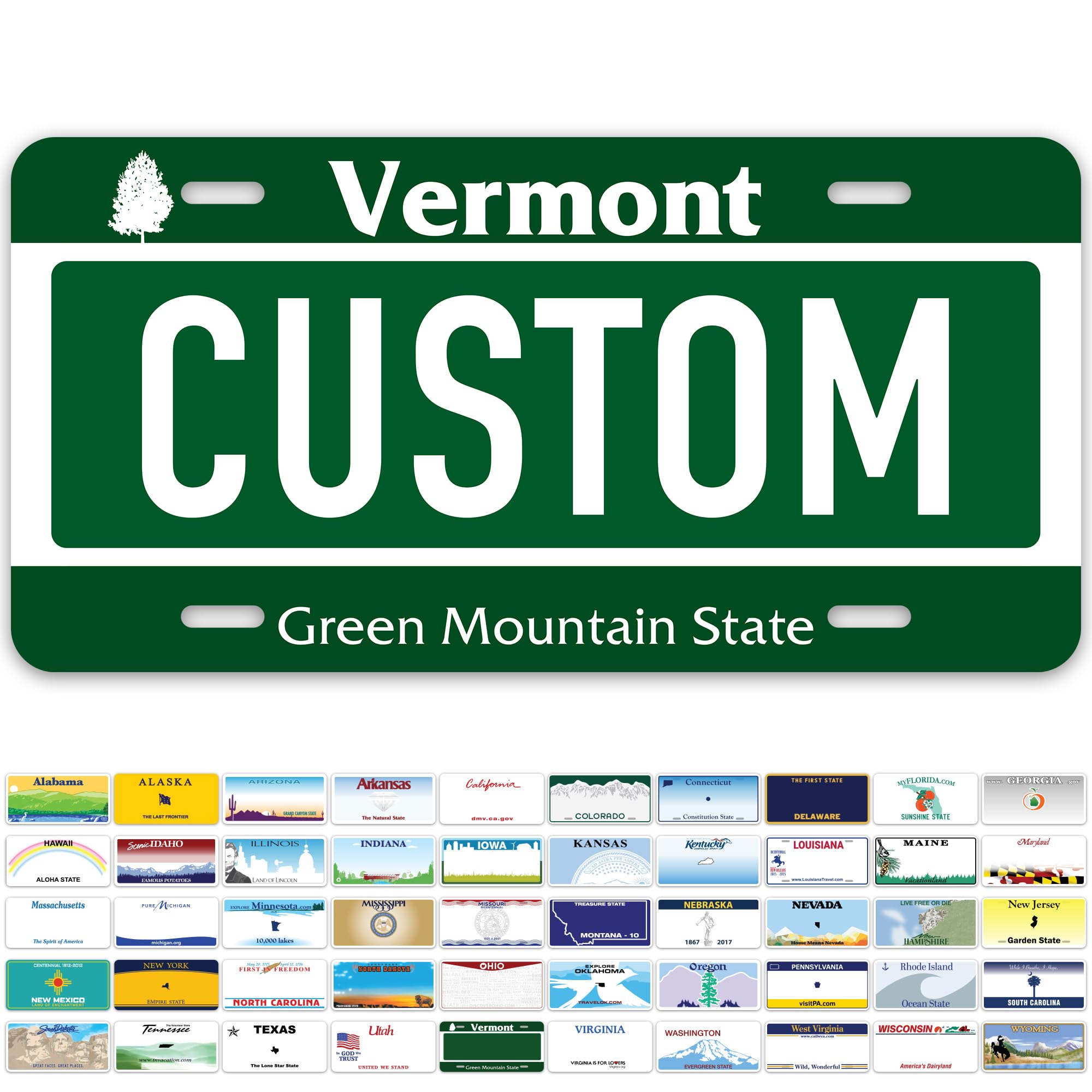 Custom Vermont License Plate, Personalized License Plates For Car, 6X12 Inch, Rust-Free Fade Resistant Aluminum, Usa Made By My