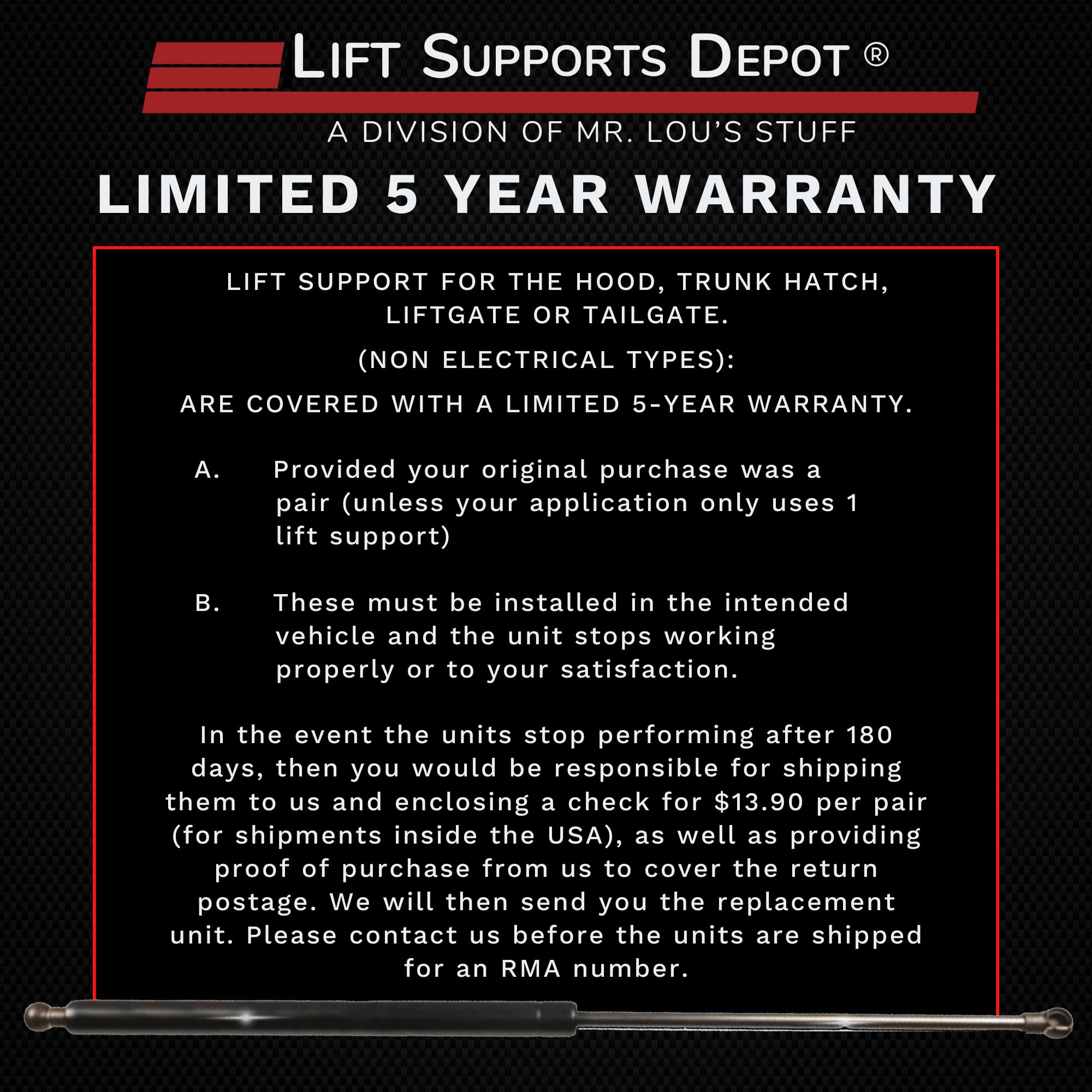 Lift Supports Depot Qty (2) Compatible With Subaru Forester 2014 To 2018 Liftgate Supports W/Power Gate Shocks Struts
