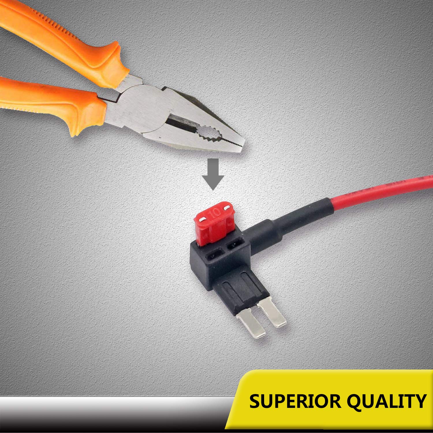 Recoil Ft4-10 10 Pack 12V Car Add-A-Circuit Fuse Tap Adapter Acz Blade Fuse/Micro 2 Fuse With 10Pcs 10A And 20A Fuses