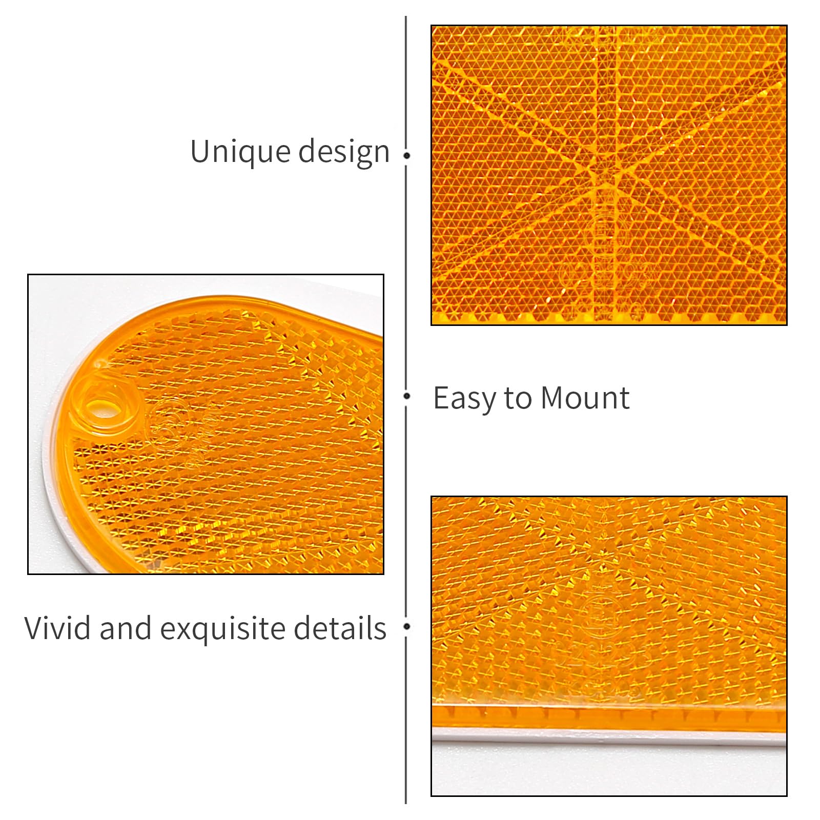 Zudksuy 10 Pack Front Reflector Oval Reflectors Driveway Reflectors For Driveway Fence Gateposts Cars Boats Mailboxes Trailer Se