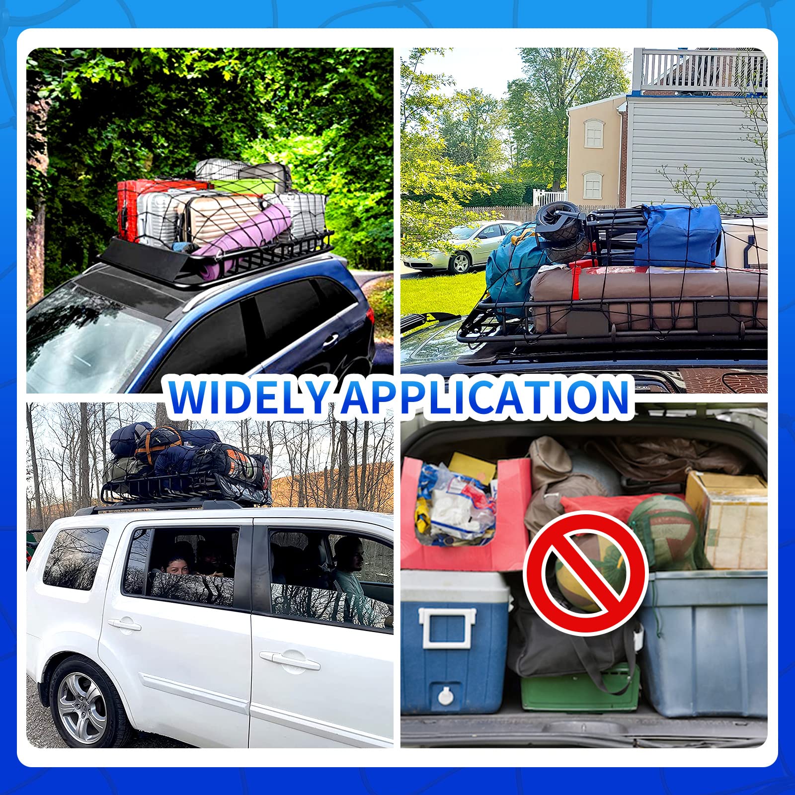 Tkkeuep 47''X 36'' Cargo Net Bungee Nets Stretches To 80''X 60'',Small Truck Bed Cargo Net For Cars Suvs, For Frontier, Toyota T