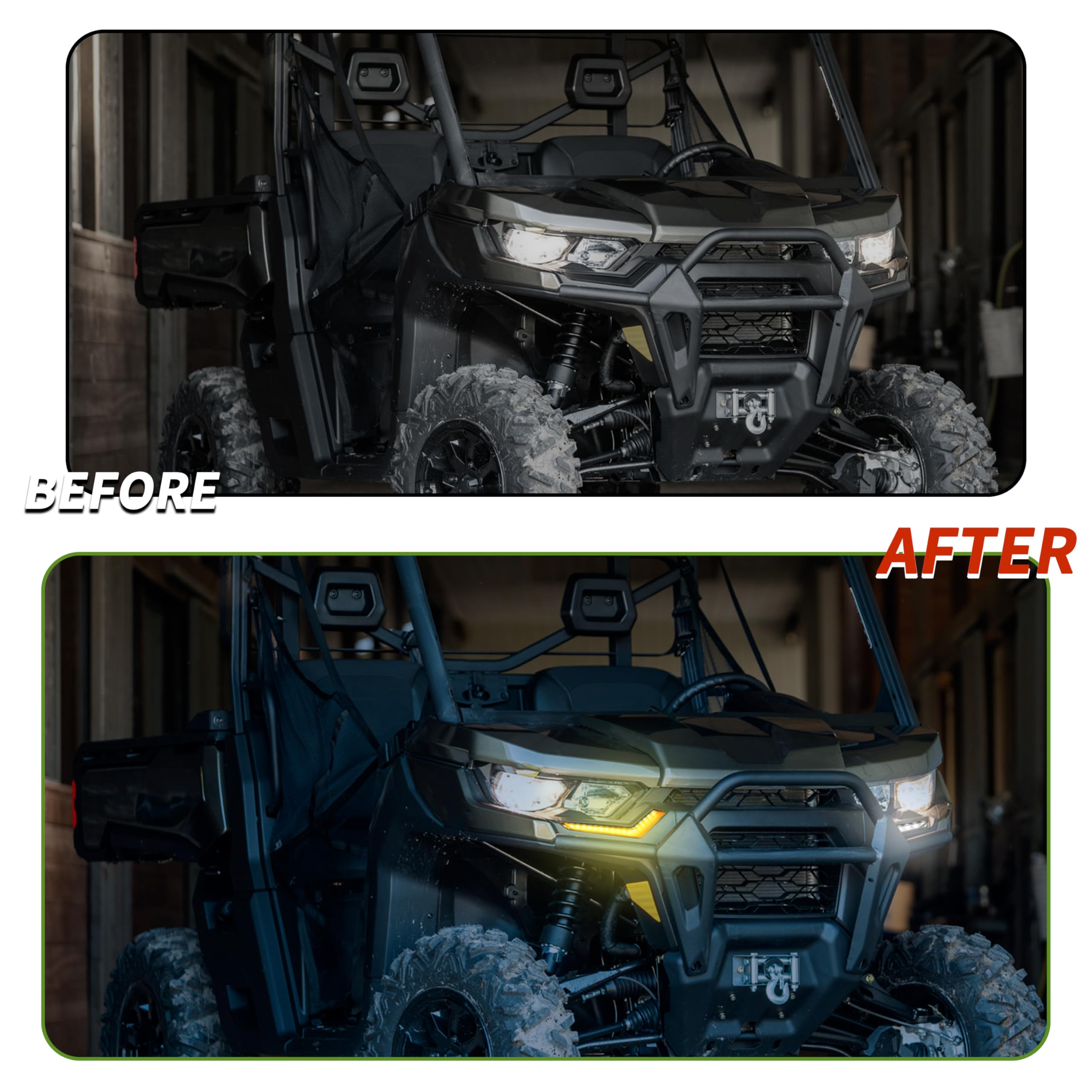SAUTVS LED Turn Signal Fang Lights DRL Daytime Running Lights with White Yellow Light for Can Am Defender & Defender Max 2020+ /
