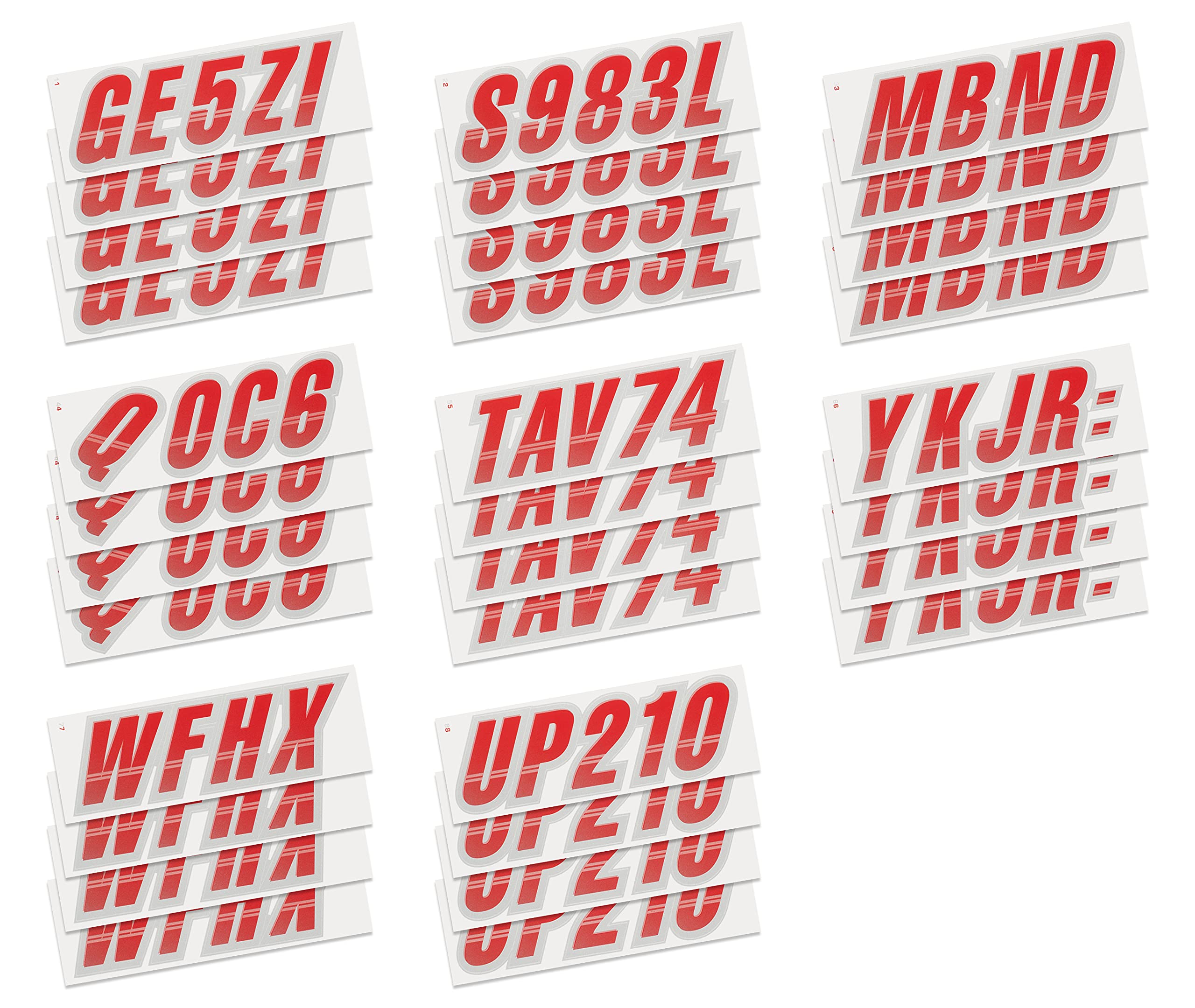 Stiffie Techtron Red/Silver 3 '' Boat & Pwc Registration Decals  Numbers Letters Stickers