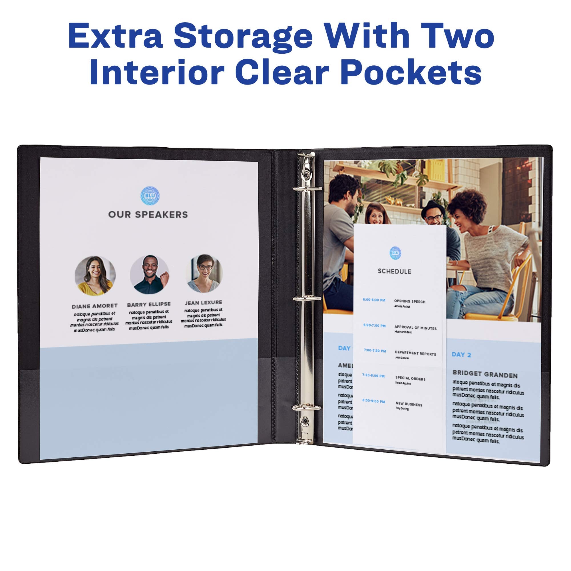 Avery Economy View 3 Ring Binders, 0.5'' Round Rings, 100-Sheet Capacity, Black, 4 Pack (17701)