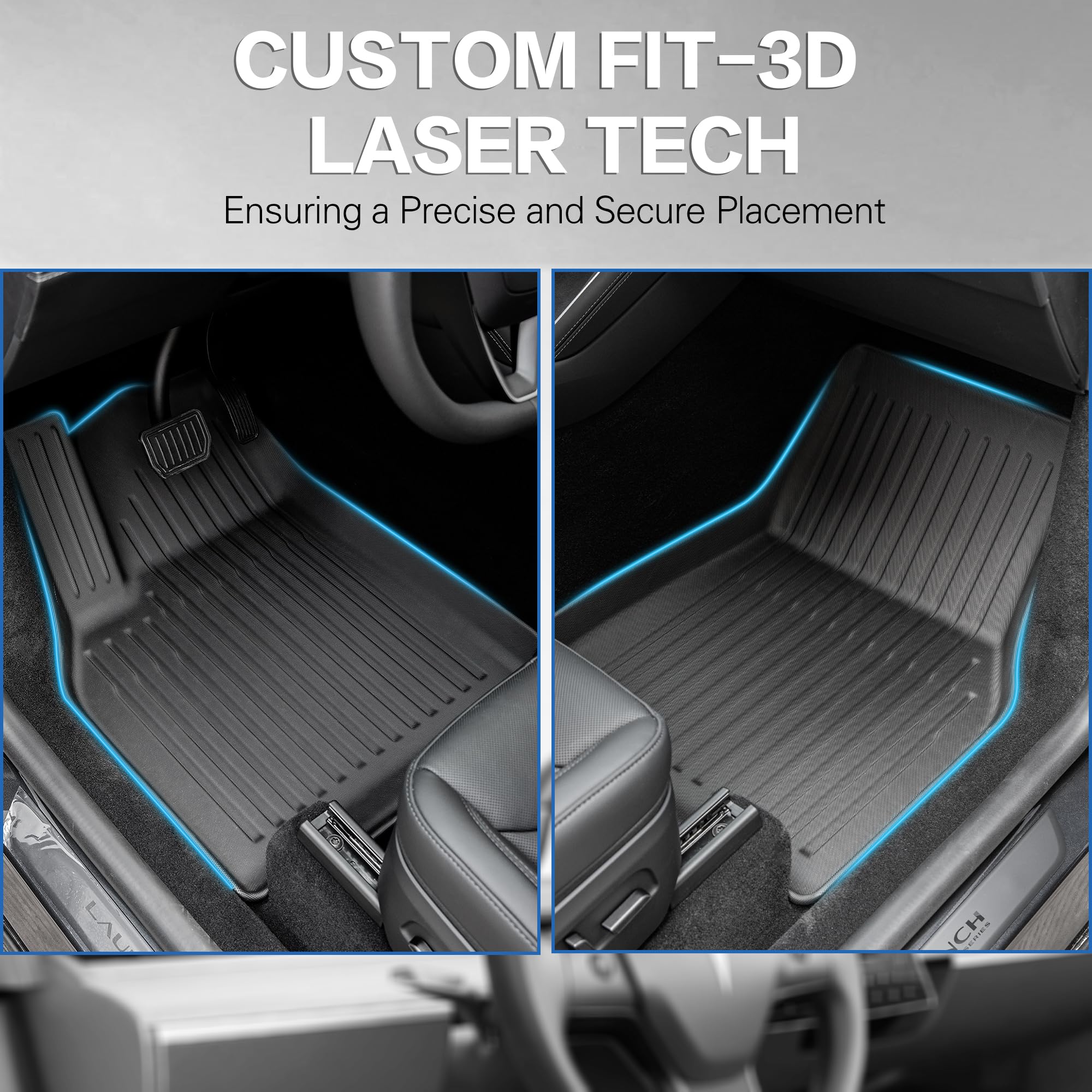 Autocessking 2025 New Tesla Model Y Juniper Floor Mats 5-Seater, Set Of 6 All Weather Tpe Waterproof Anti-Slip Front & Rear Trun