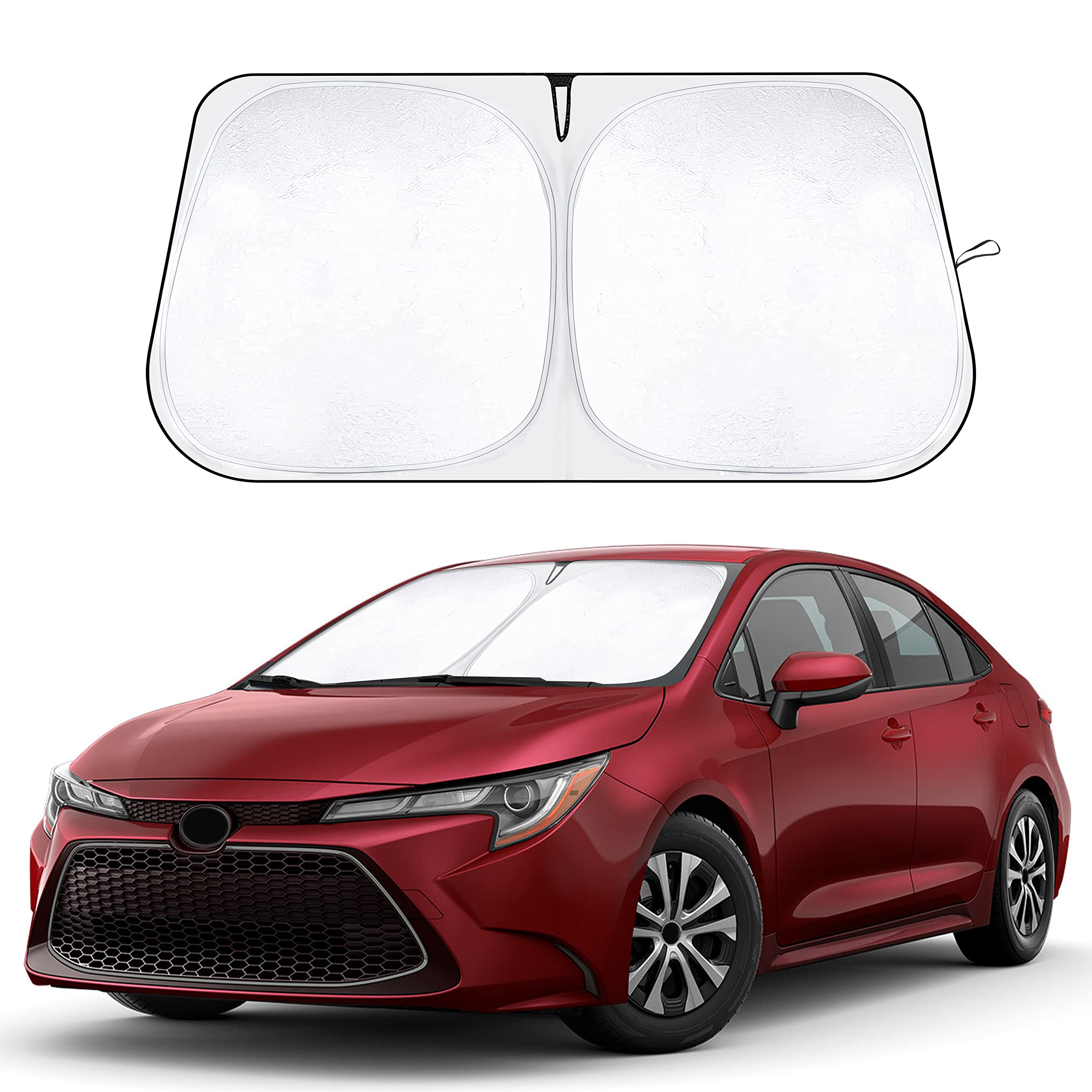 Econour Windshield Sunshade Compatible For Toyota Corolla 2019-2024 2025 Car - 240T Polyester Material Car Sun Visor - Reflector