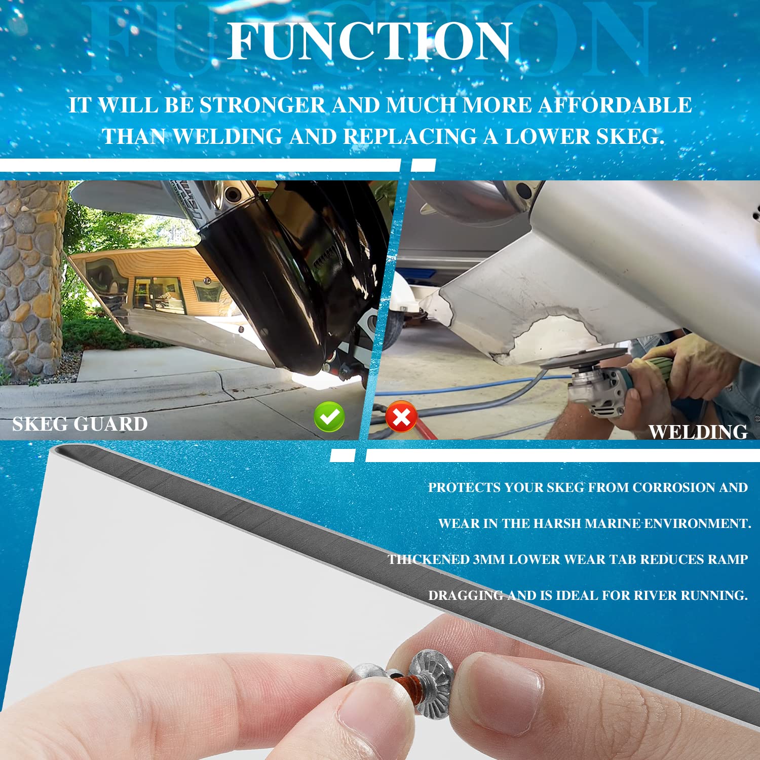 27051 Stainless Steel Skeg Guard Fix Damaged Skeg Fits For Mercury Mercruiser Bravo I & Iii 1990-Present, Not Compatible With Xr/Sport Models