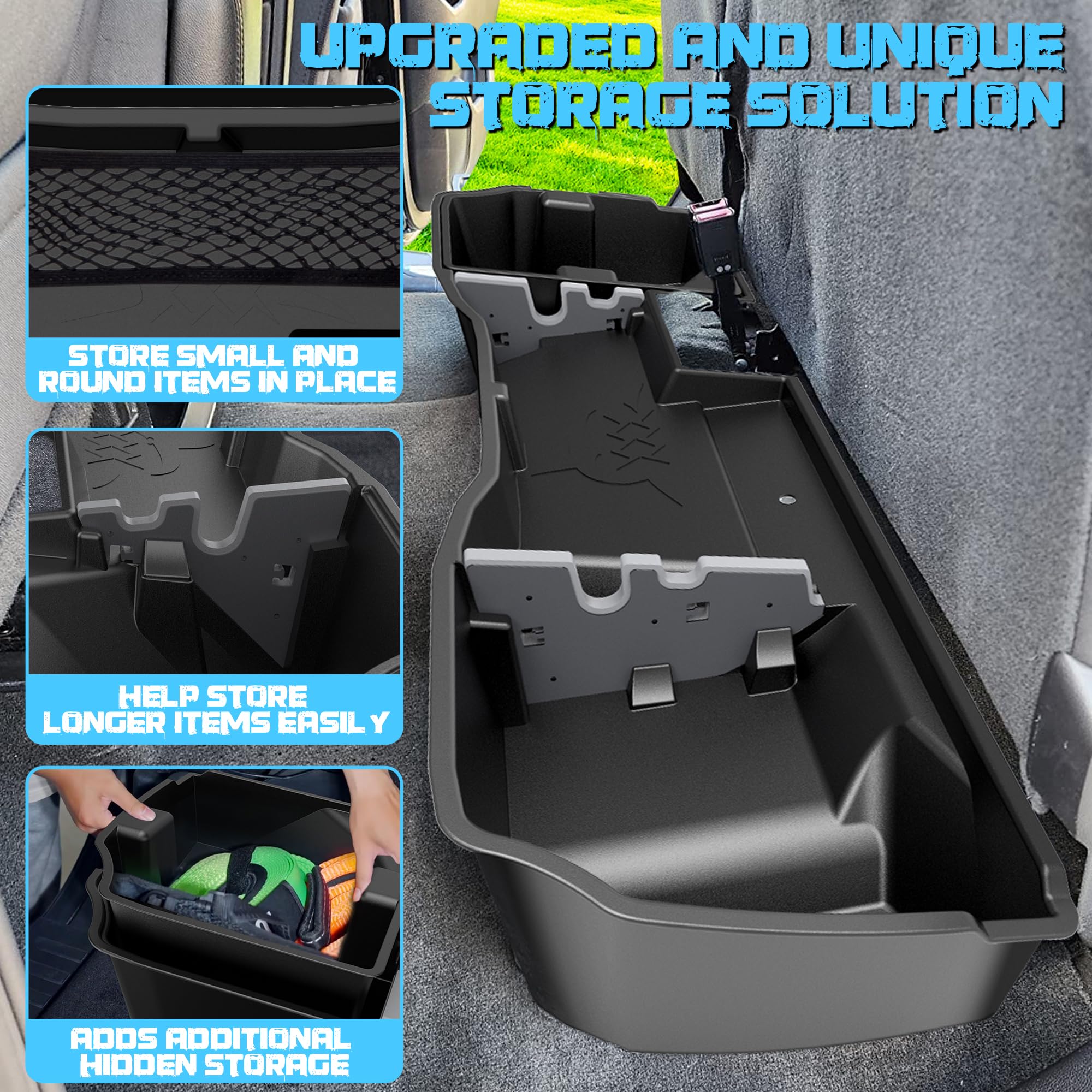 WHALEMOTOR Underseat Storage Compatible with Chevy Silverado/GMC Sierra Double/Extended Cab 1500(2014-2018, 2019 Ld/Lt)&2500 350