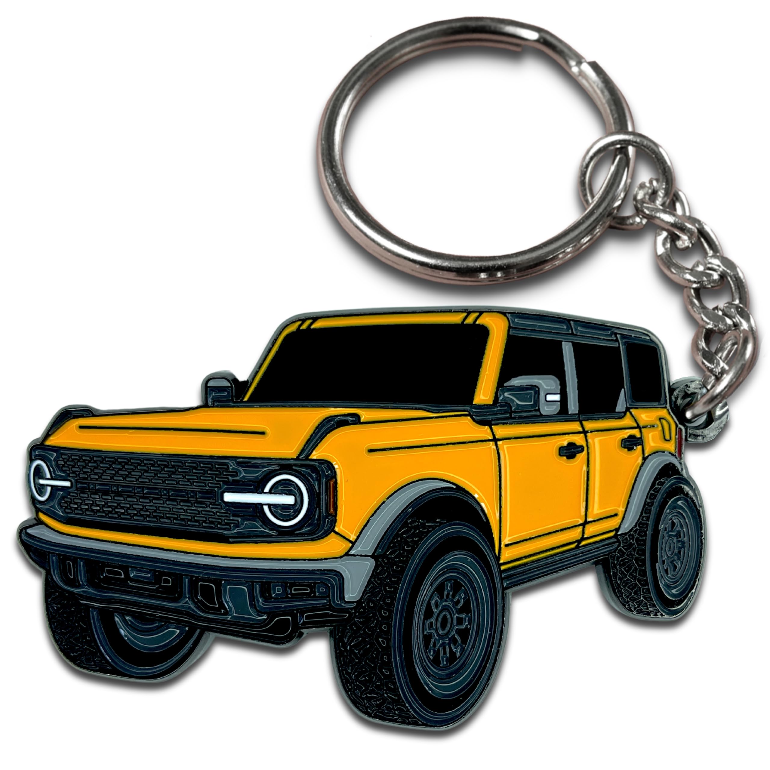 Four Wheel Beast Bronco Keychain Accessories 2023 4 Door Key Chain Fob Cover Cool Car Mods (Cyber Orange)