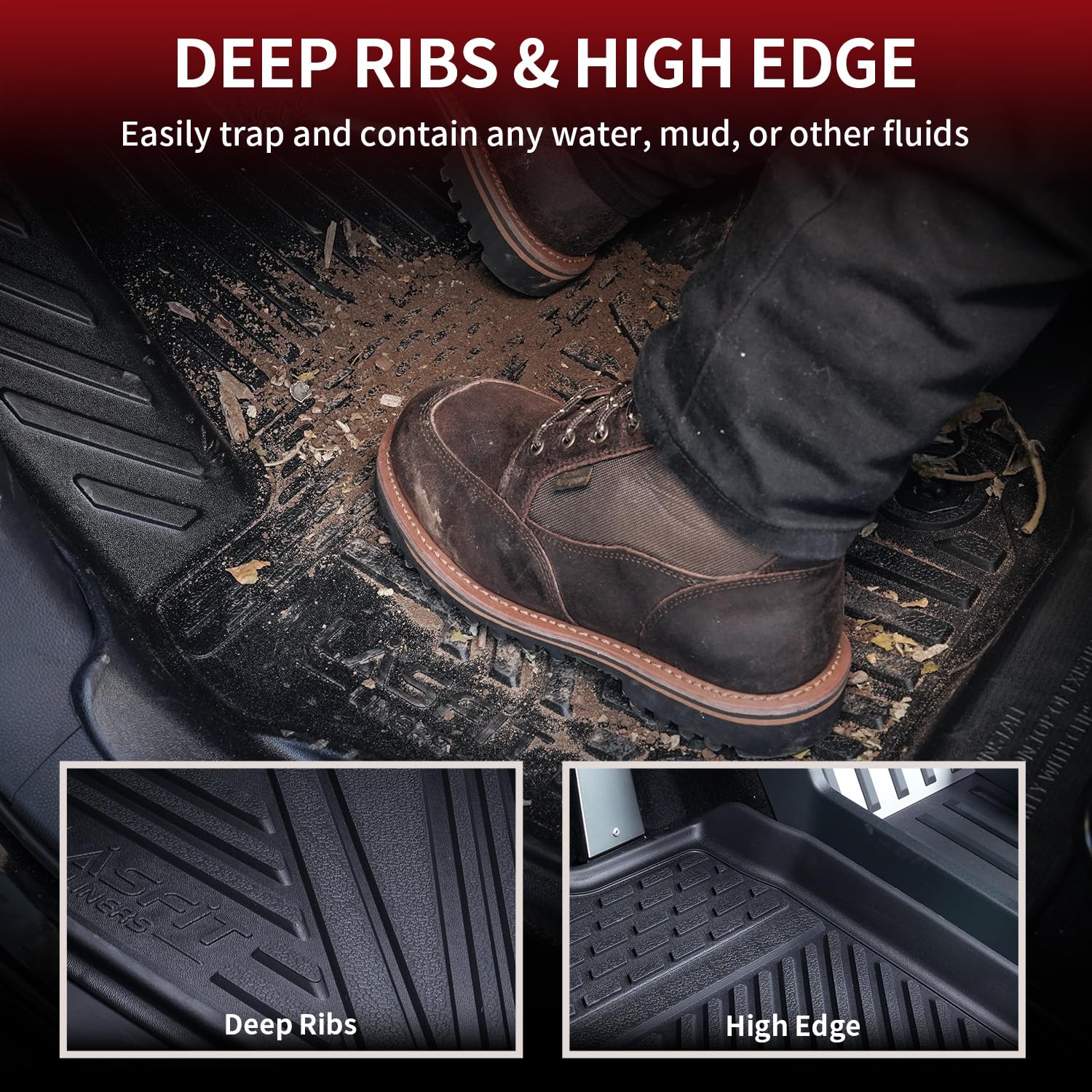 Lasfit Premium Extra Thick Floor Mats For Tesla Cybertruck 2023 2024 2025 All Weather Tpe Custom Fit Pickup Interior Accessories