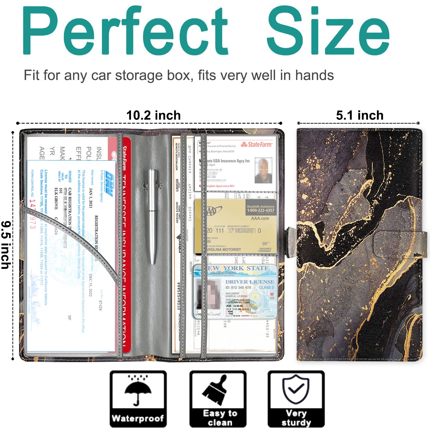 Rsaquar Car Registration And Insurance Holder, Glove Box Organizer Car Accessories, Car Document Holder For Cards, Driver Licens