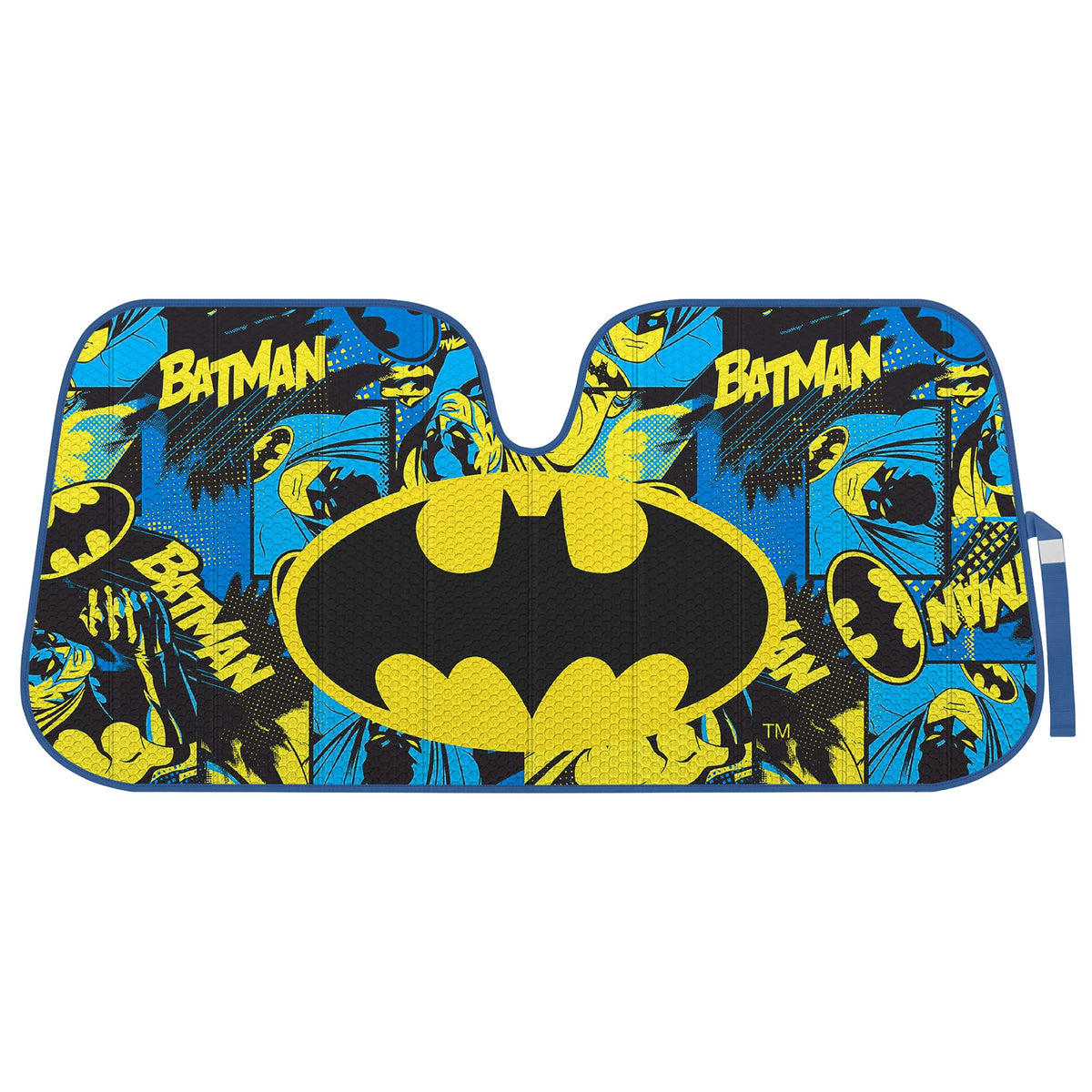 Bdk Warner Bros Dc Comics Classic Batman Car Window Shades - Accordion Folding Windshield Sun Shade - Double Bubble 58 X 27 In -