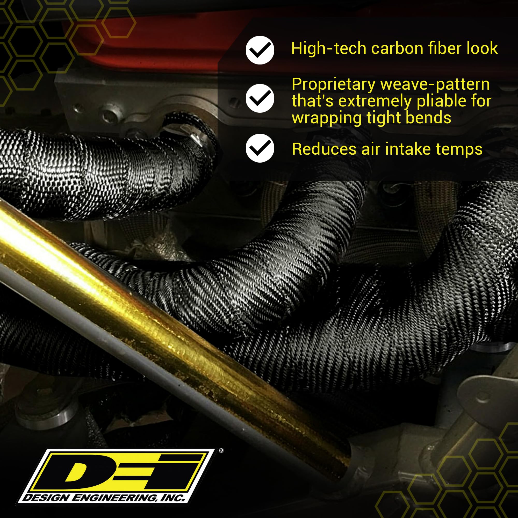 Design Engineering Inc. Black Titanium Exhaust Heat Wrap (2'' X 50') With Lr Technology - Withstands Direct Heat Up To 1800F & 2