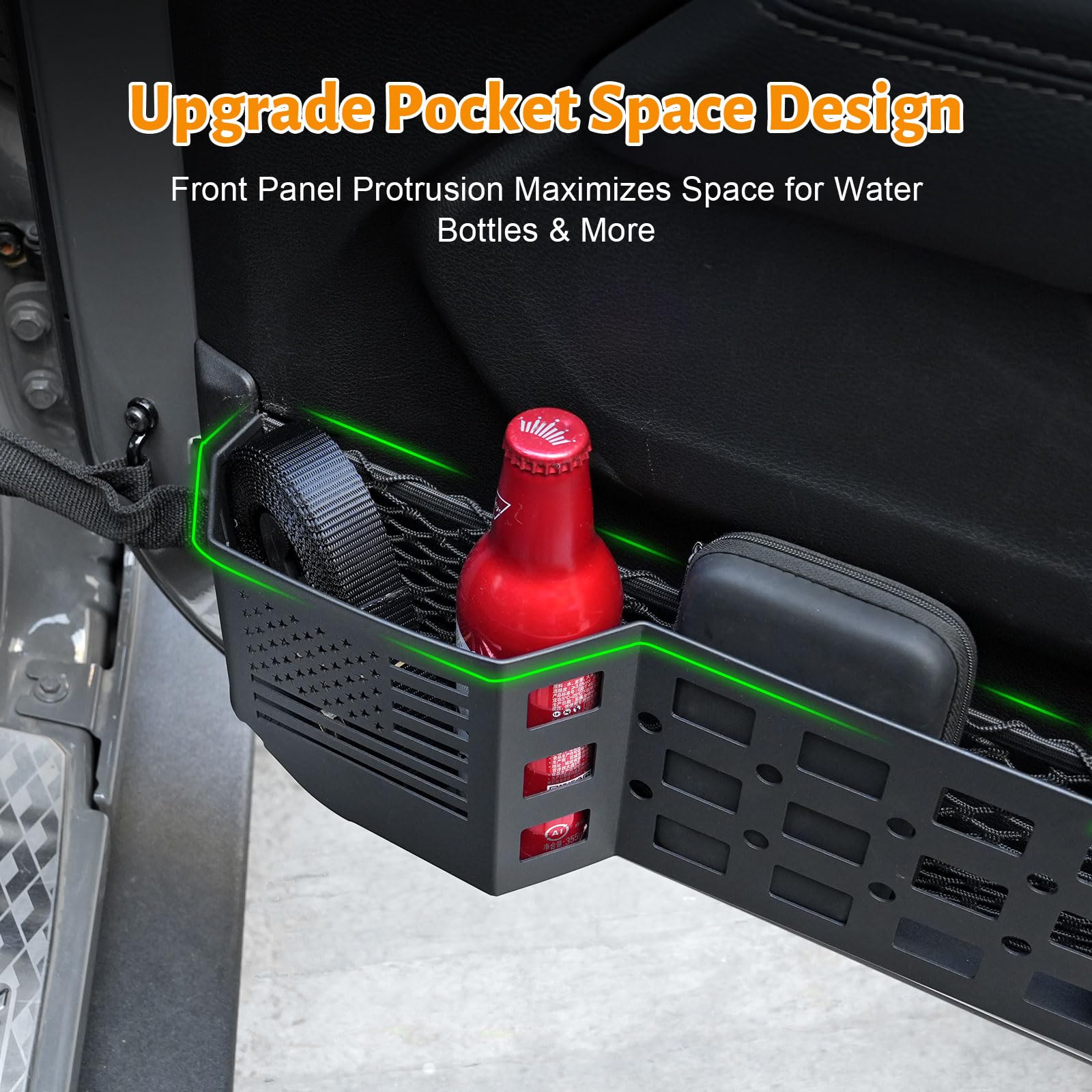 Maiker Metal Front Door Storage Box, Door Side Insert Organizer Box Pockets For Replace Sagging Nets Compatible With 2018-2024 J