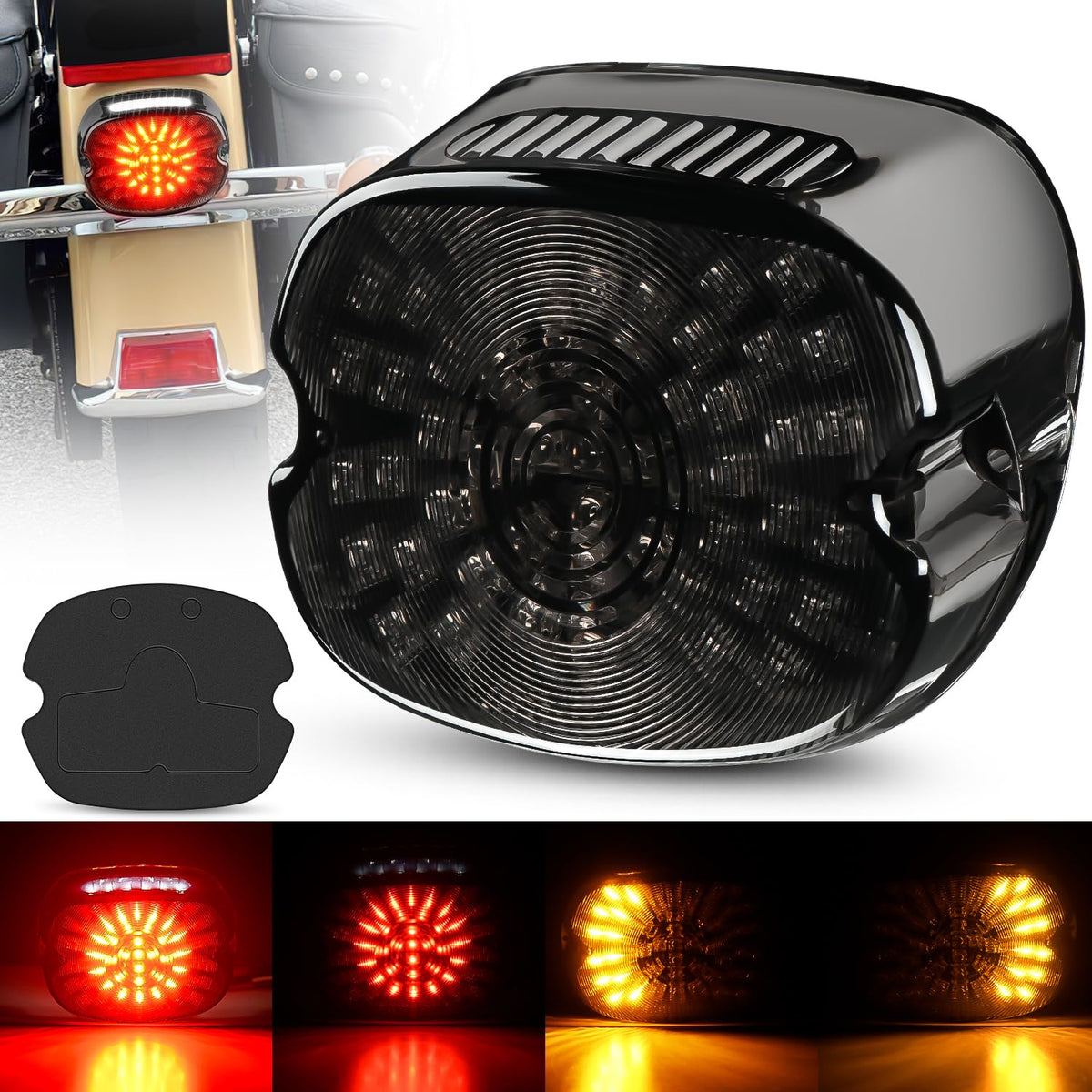 Nilight Led Tail Light Motorcycle Brake Turn Signal Driving License Plate Rear Lights Smoked Plug And Play For Harley Davidson D