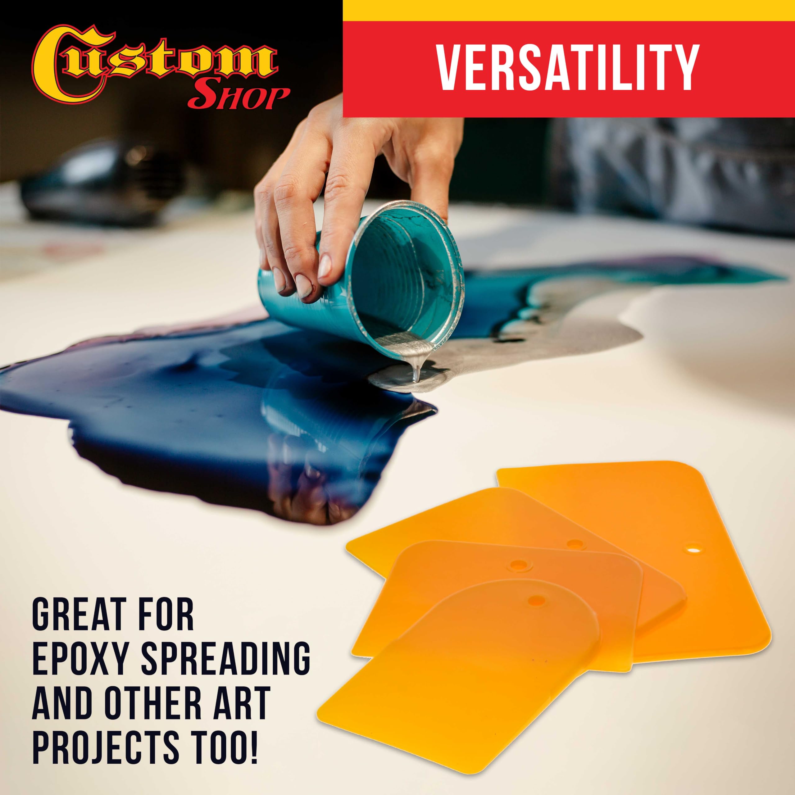 Custom Shop 24-Piece Body Filler Spreader Set, 6 Each 3, 4, 5, & 6 - Apply Spread Automotive Body Fillers, Putties, Glaz