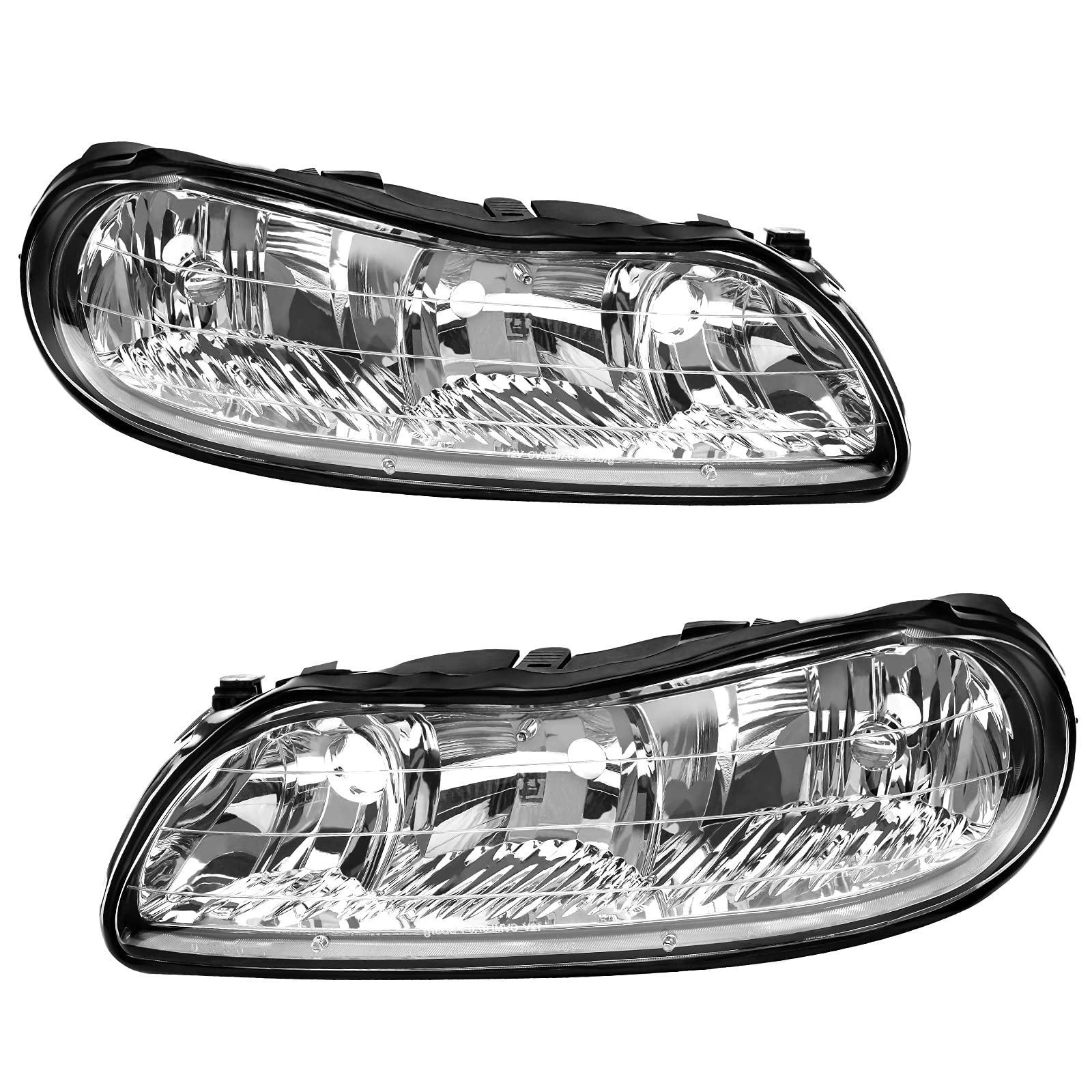 Autosaver88 Headlight Assembly Compatible With 1997-2003 Chevy Malibu / 1997-1999 Oldsmobile Cutlass Chrome Housing Clear Lens (