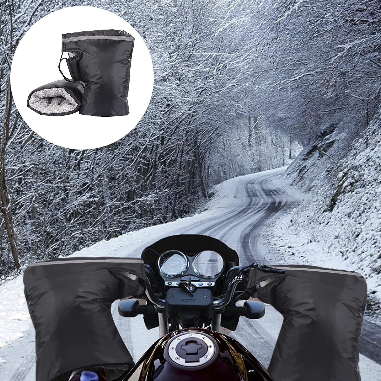 Universal Motorcycle Handlebar Gloves Muffs Atv/Snowmobile/Scooter Handle Grip Gauntlets Gloves Winter Warmer Thermal Cover Glov