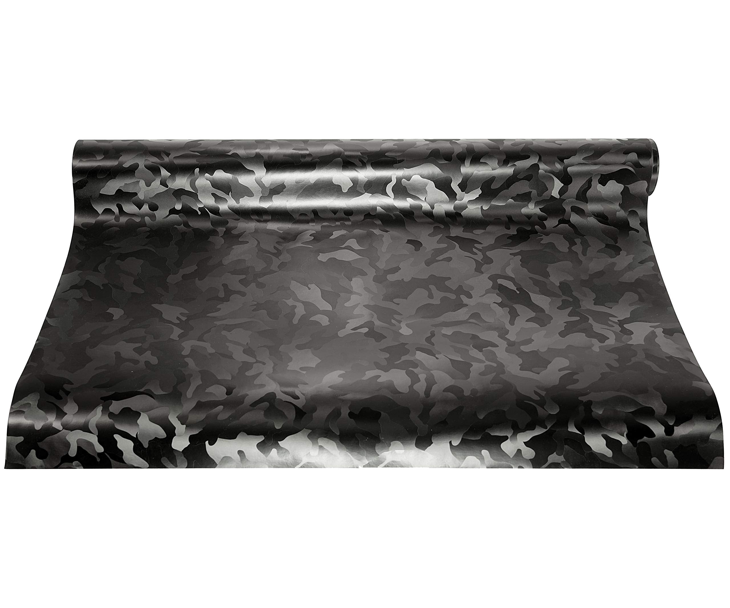 Vvivid+ Stealth Medium Pattern Camouflage Vinyl Wrap Roll (1Ft X 5Ft, Black)