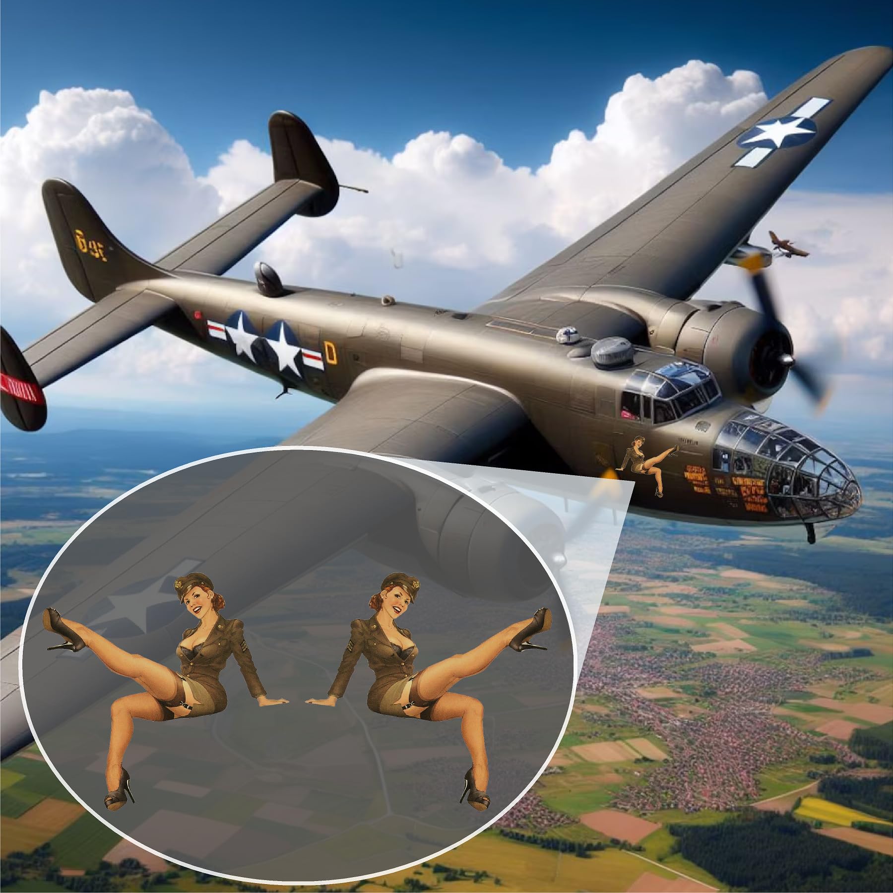 Customdecals Us Premium Rc Plane Stickers Set Of 2 (Rc14) - Pin Up Girl Rc Airplane Sticker Decal - Waterproof, Fade-Resistant,