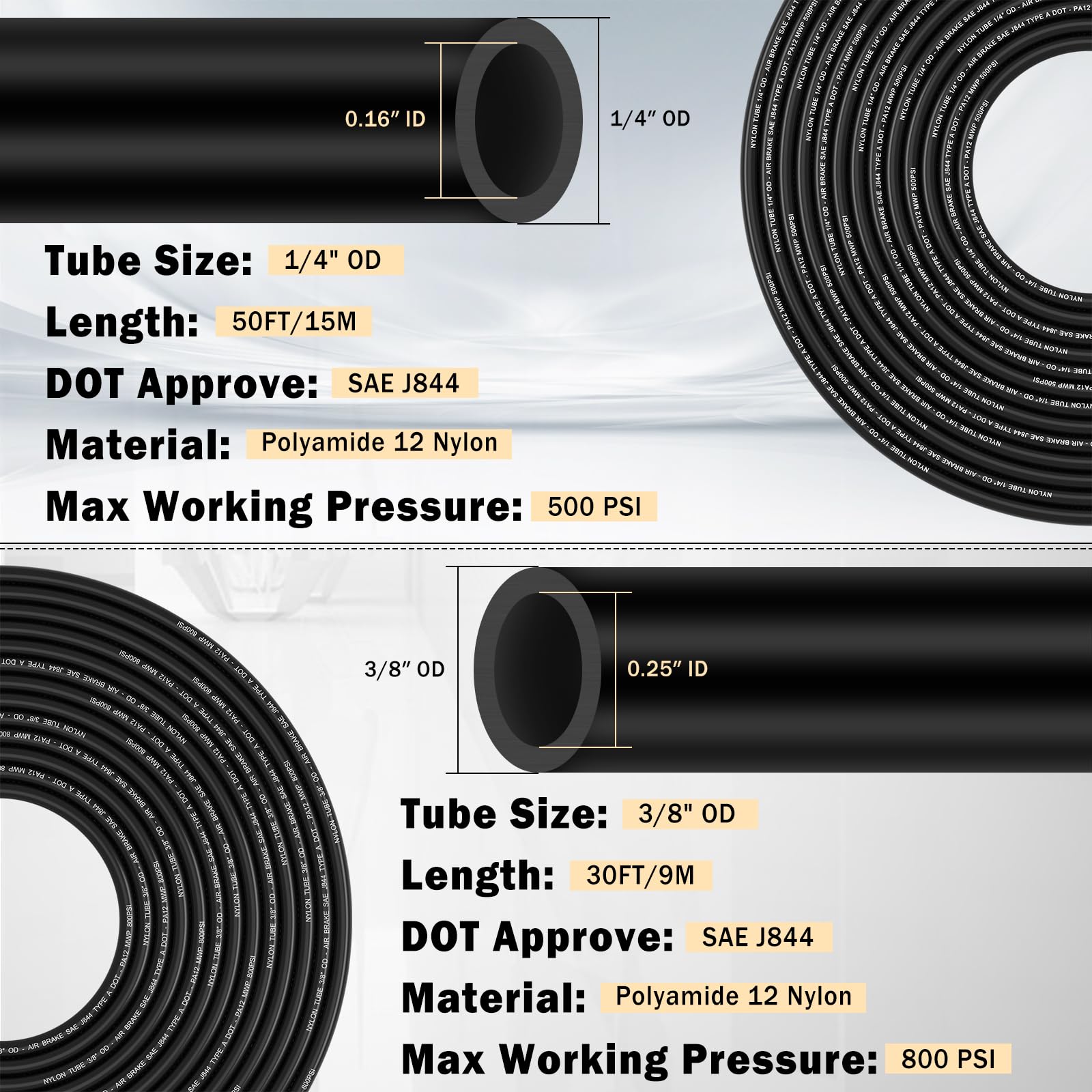 Cheemuii 35 Pcs Brass Dot Air Line Fittings With 50Ft 1/4 '' And 30Ft 3/8 '' Dot Air Line Kit Dot Push Lock Air Fittings Quick C