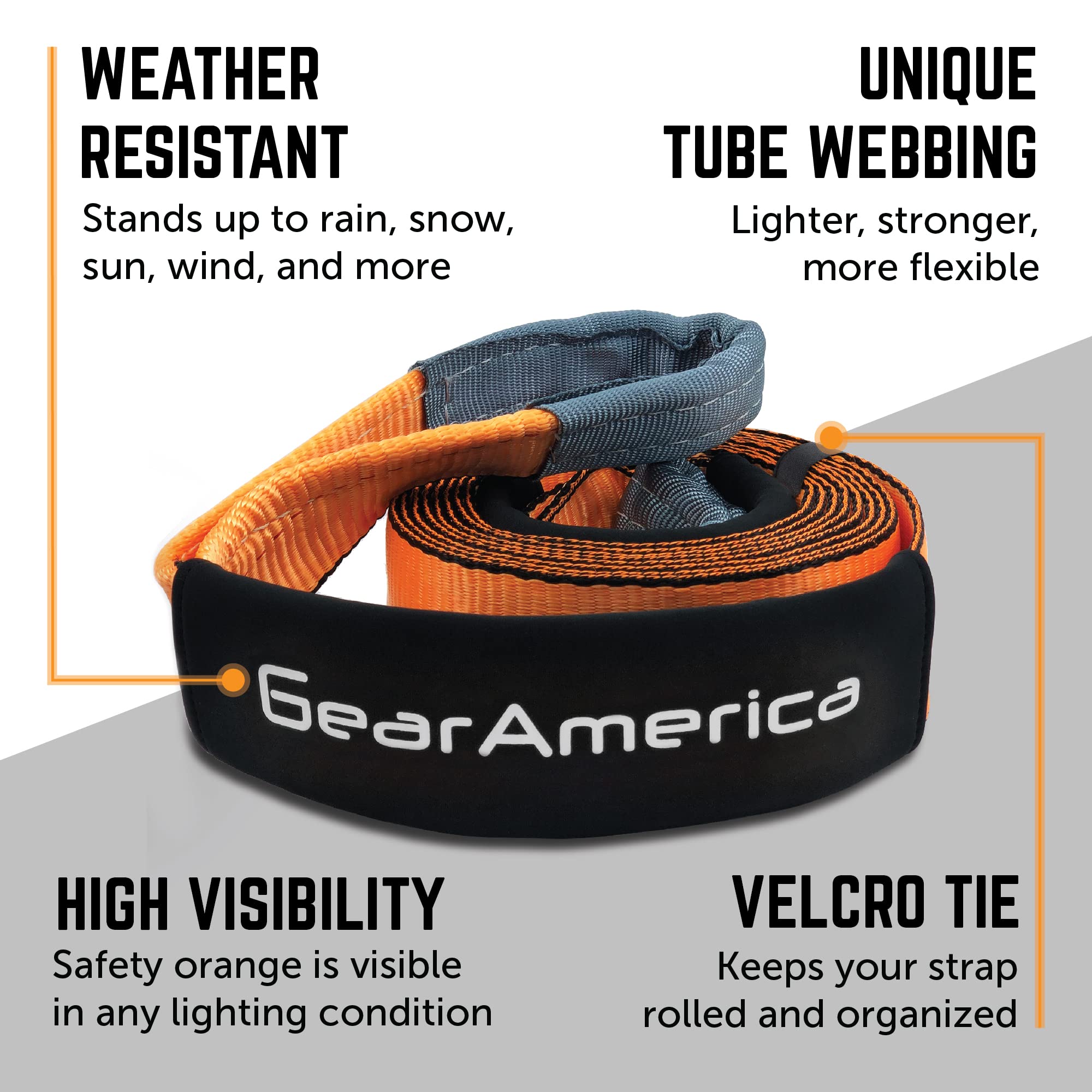 GearAmerica Tree Saver/Winch Line Extension Strap 4'' x 10' - Certified 46,076 lbs - Off Road Towing and Recovery - Extreme Weat
