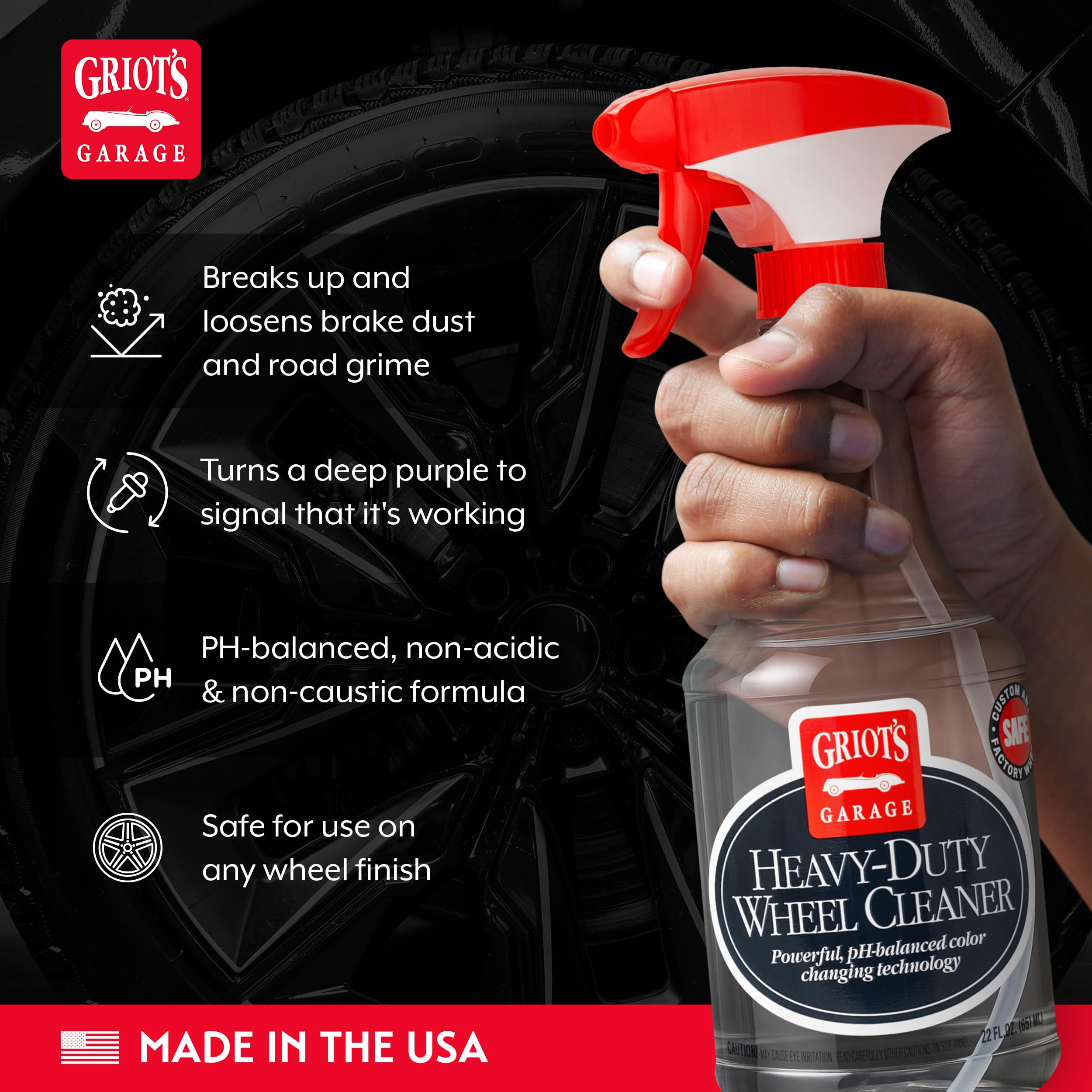 Griot'S Garage Heavy-Duty Wheel Cleaner For All Wheel Finishes, Breaks Down And Removes Stubborn Brake Dust And Grime, Ph Balanc
