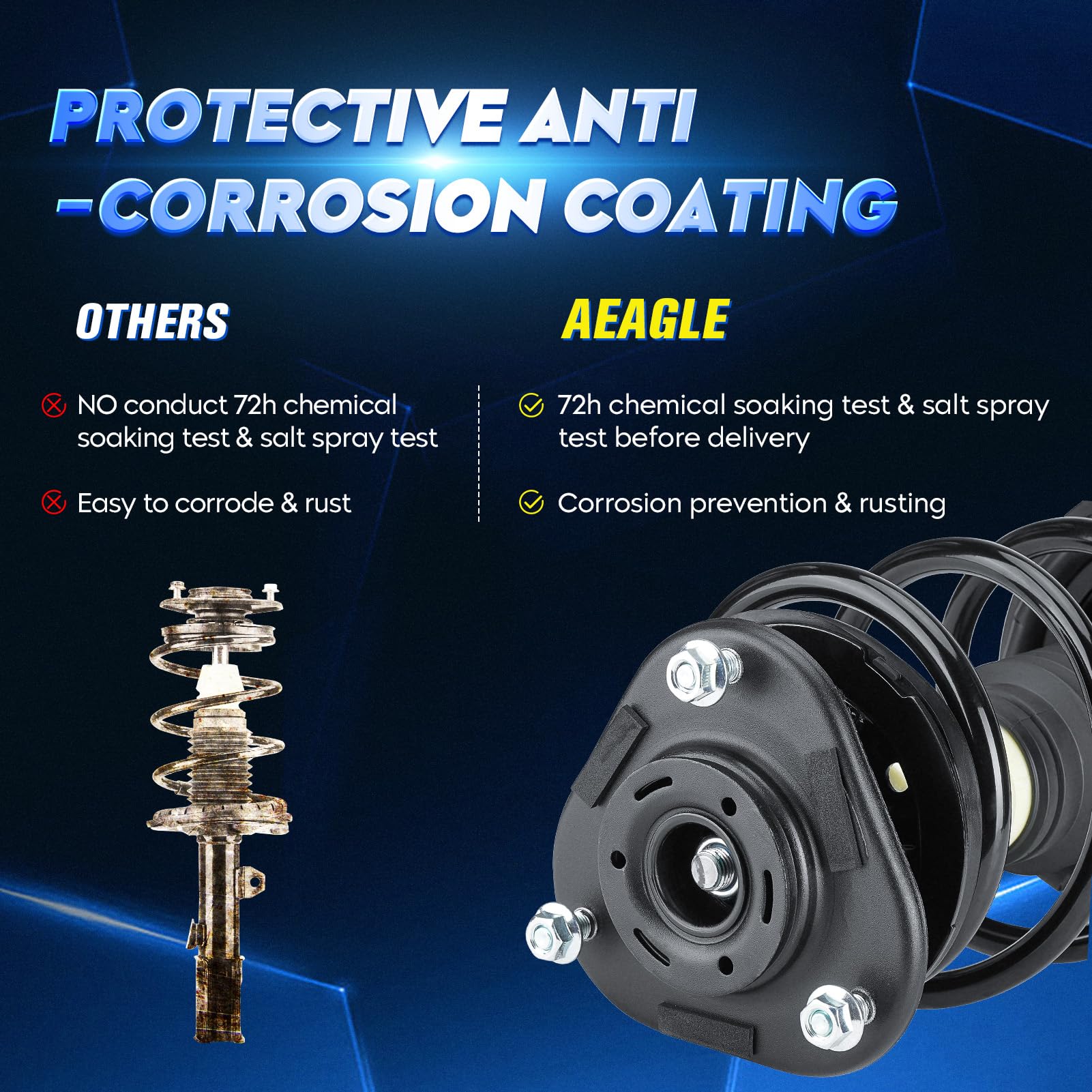 Front & Rear Strut Shock Assembly w/Coil Spring for Scion tC 2005 2006 2007 2008 2009 2010 2.4L, Replace 172400L 172400R 172391