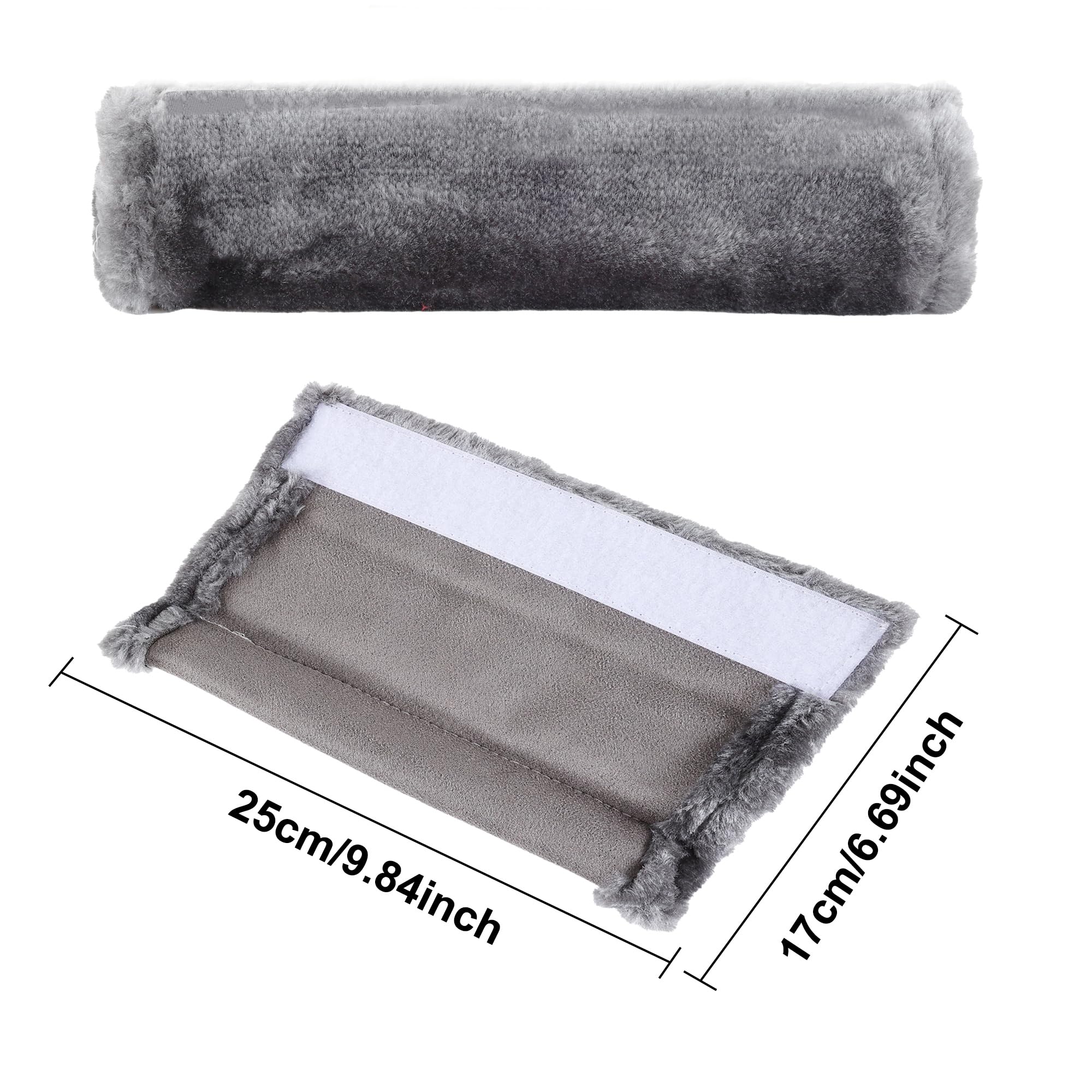 Moonet 2 Packs Car Seatbelt Covers Shoulder Pad For More Comfortable Driving, Universal Seat Belt Cover For Handbag Camera Backpack Straps, Soft Faux Sheepskin Wool Seat Belt Cushion (Gray)