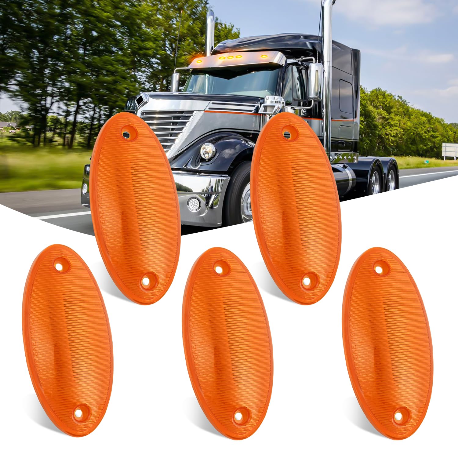 Nilight Cab Roof Marker Light 5 Pcs 4 Led Amber Top Clearance Indicator Lights Waterproof Surface Mount For Heavy Duty Trucks Tr