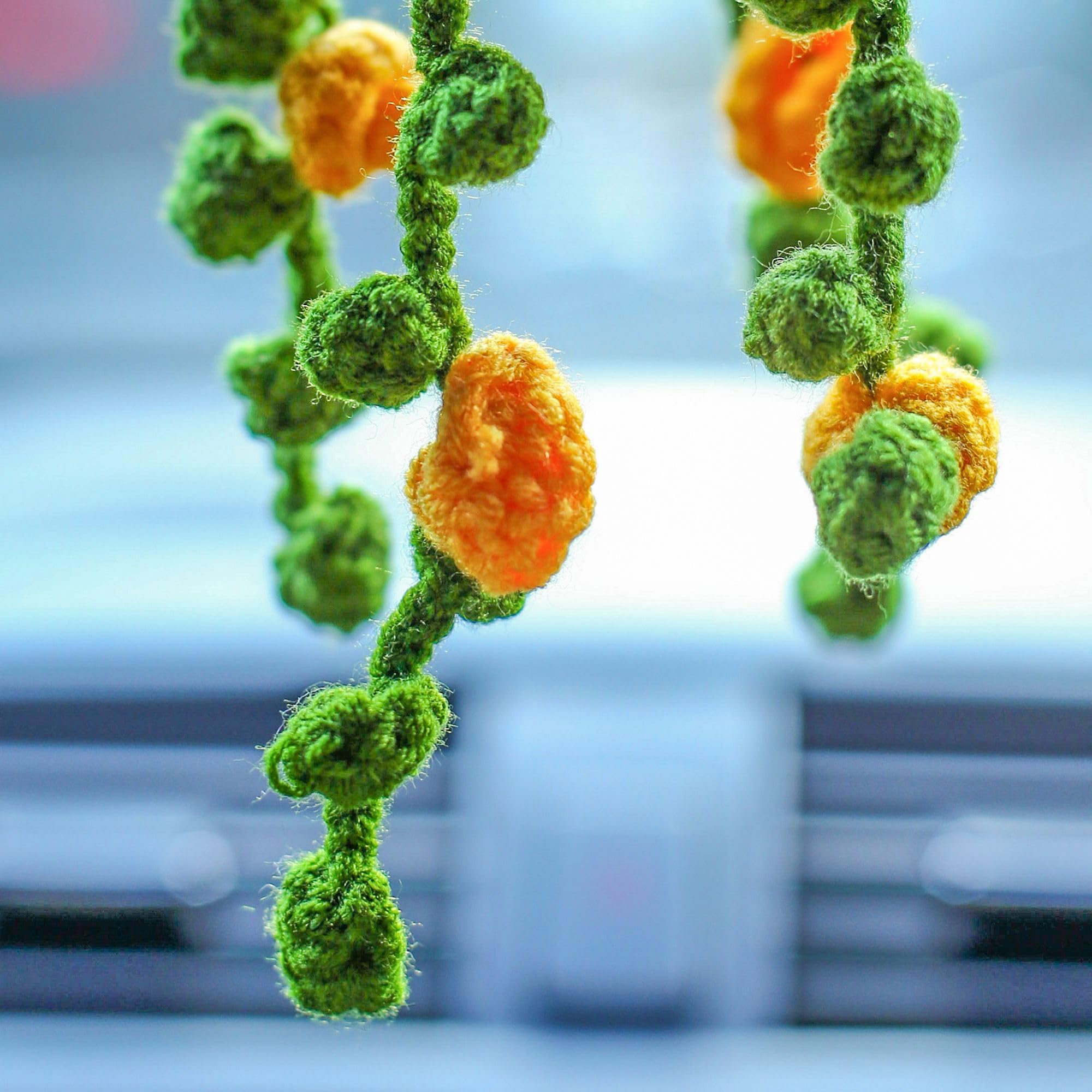 Cute Potted Plants Crochet Hanging Car Accessories Crochet Pendant Rear View Mirror Accessories Swing Car Decoration For Women M