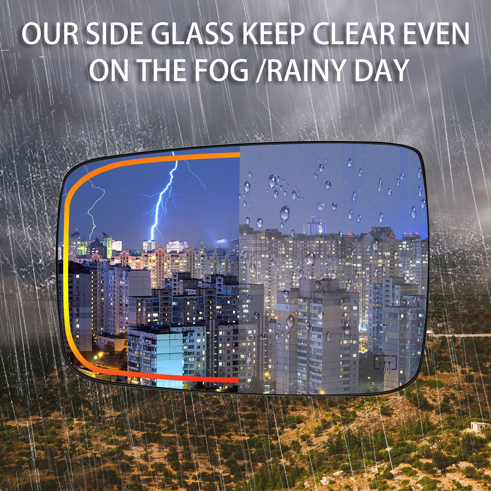 Driver Side Heated Mirror Glass Compatible With 2009-2018 Dodge Ram Pick-Up 1500 2500 - Replace 68079363Aa 68050299Aa - Side Vie