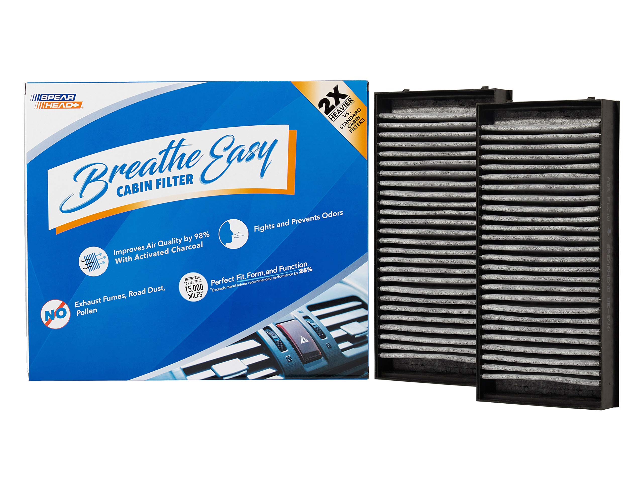 Spearhead Odor Defense Breathe Easy Ac & Heater Cabin Filter | Fits 2007-2018 X5, 2008-2019 X6 | Up To 25% Longer Lasting W/Acti