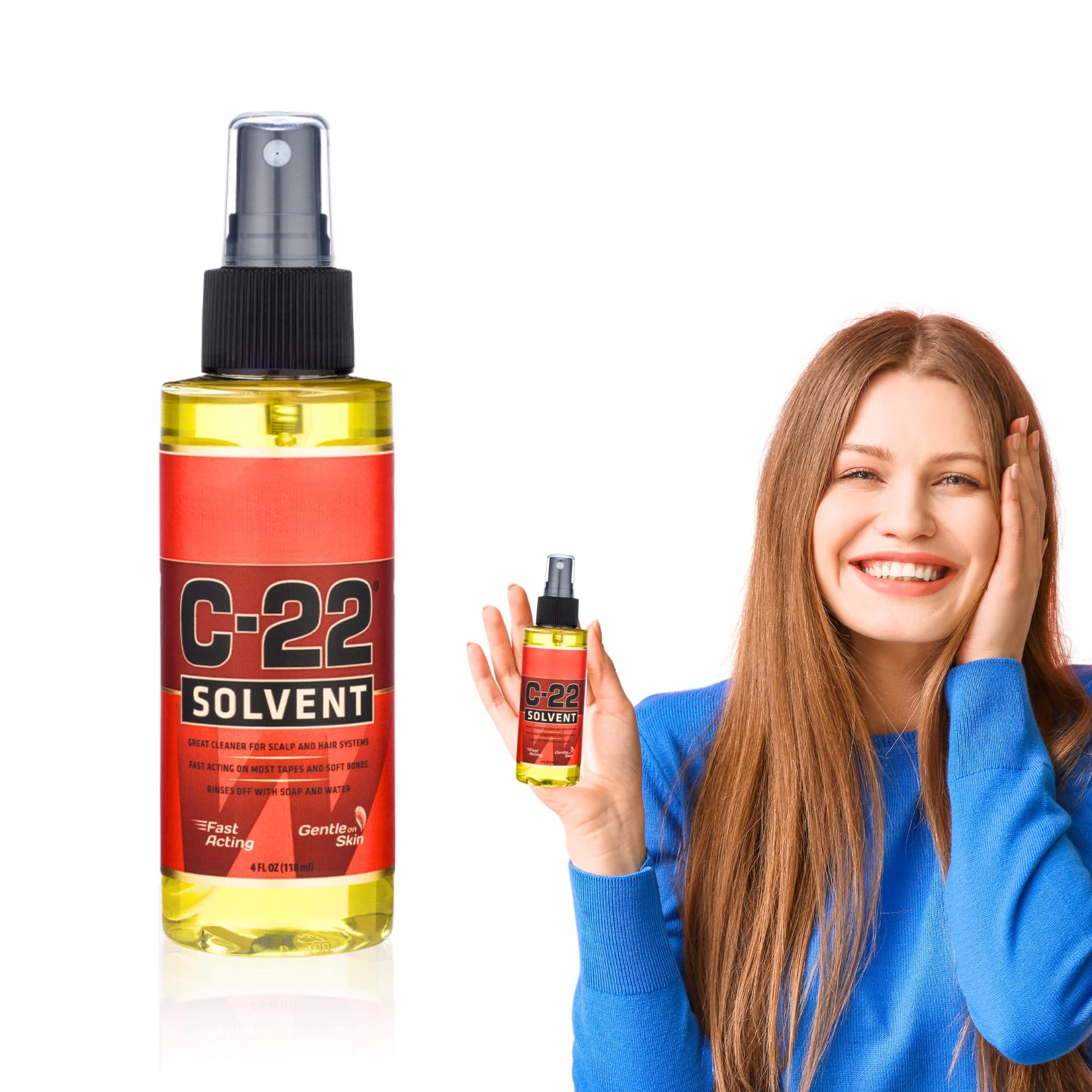C-22 Solvent Spray - Multipurpose Hair, Wig, Tape Extension, and Adhesive Remover with Citrus Scent (4 Fl Oz)