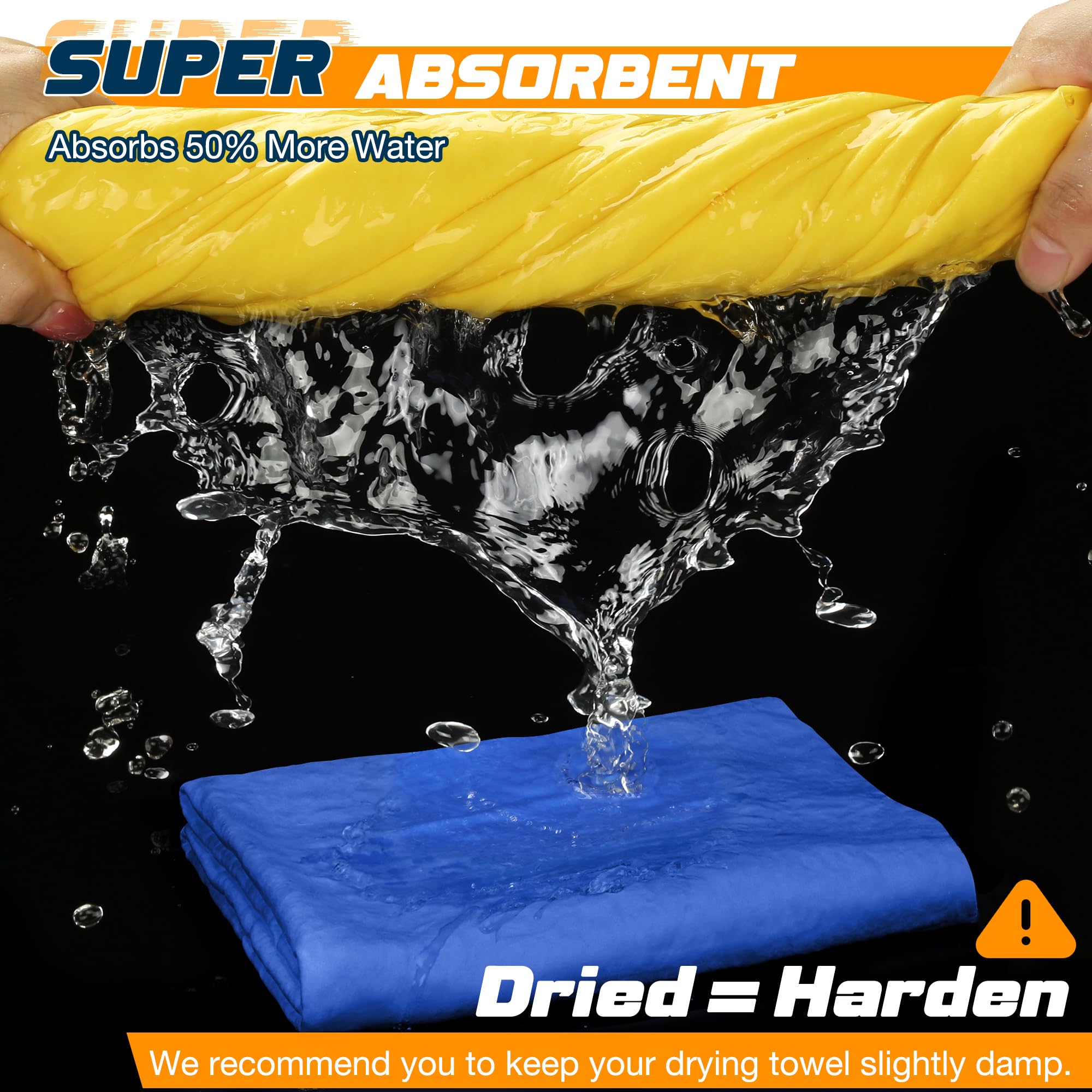 Idemeet Premium Absorbent Car Drying Towel, 2 Pack 26''X17'' Super Soft Shammy Towel For Vehicle, Reusable Chamois Cloth For Car