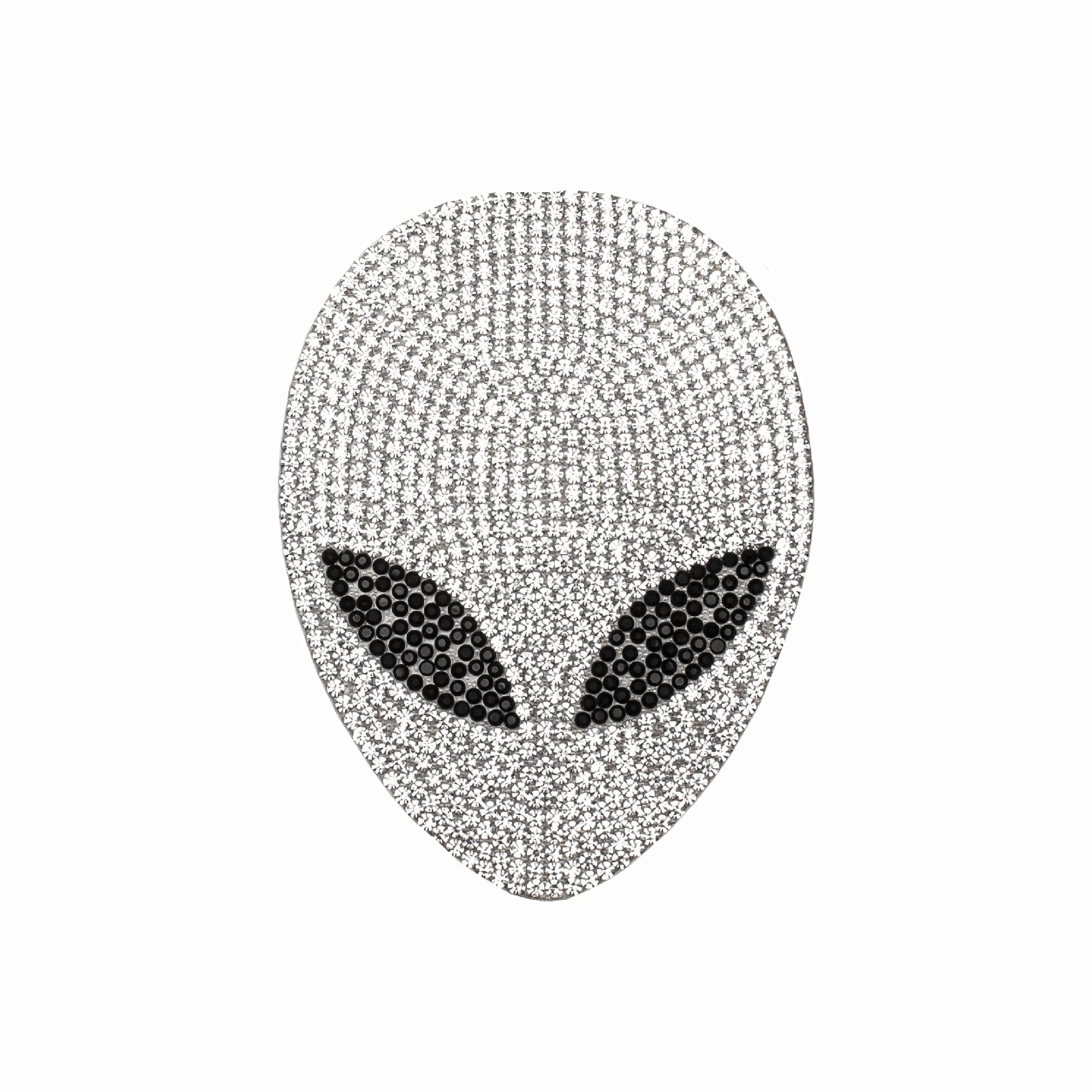 Silver Bling Alien Car Decal, Sparkling Rhinestone Waterproof Xenomorph Sticker 4'' Height