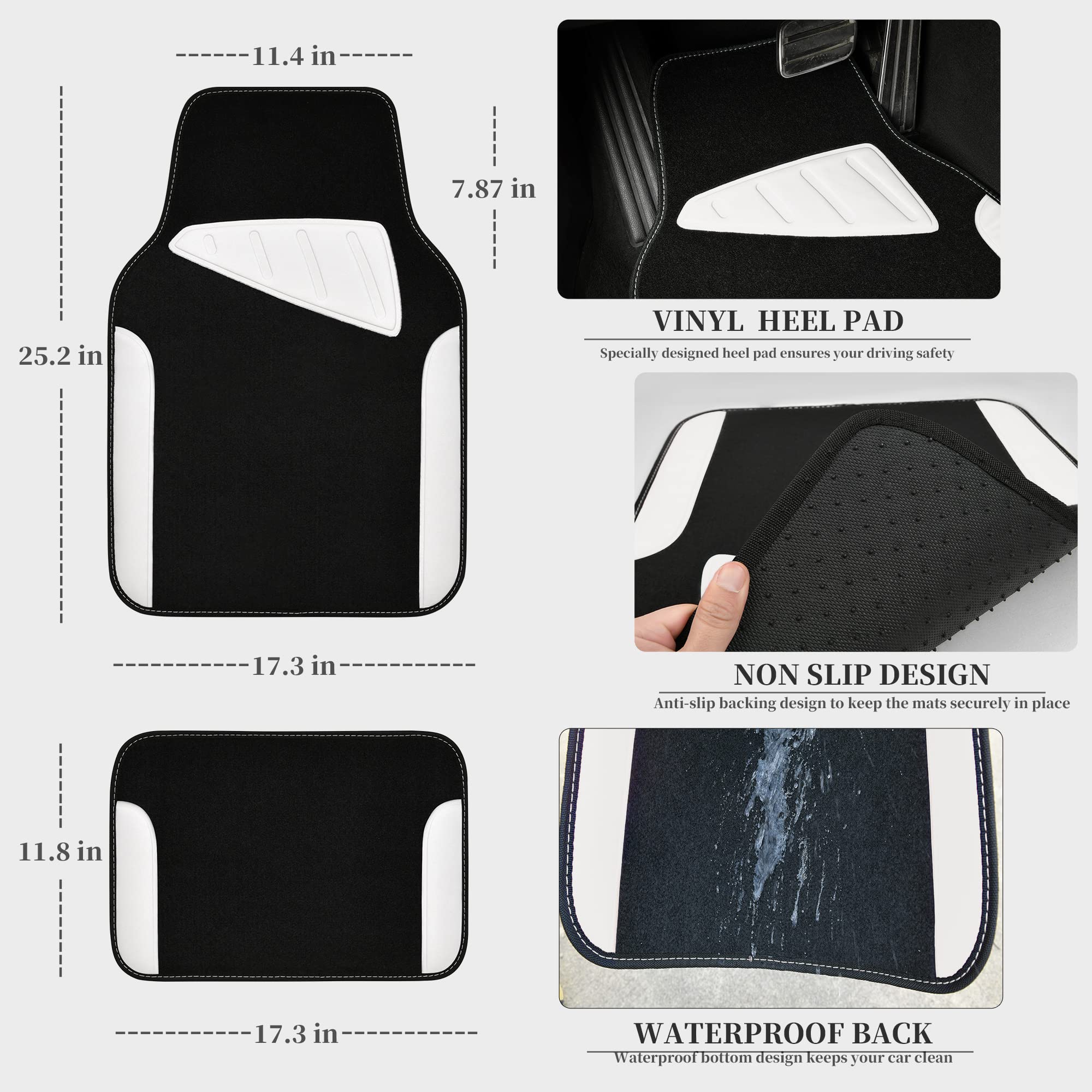 Car Pass Waterproof Universal Fit Car Floor Mats, Car Mats Fit For Suv,Vans,Sedans, Trucks,Set Of 4Pcs Car Carpet With Driver He