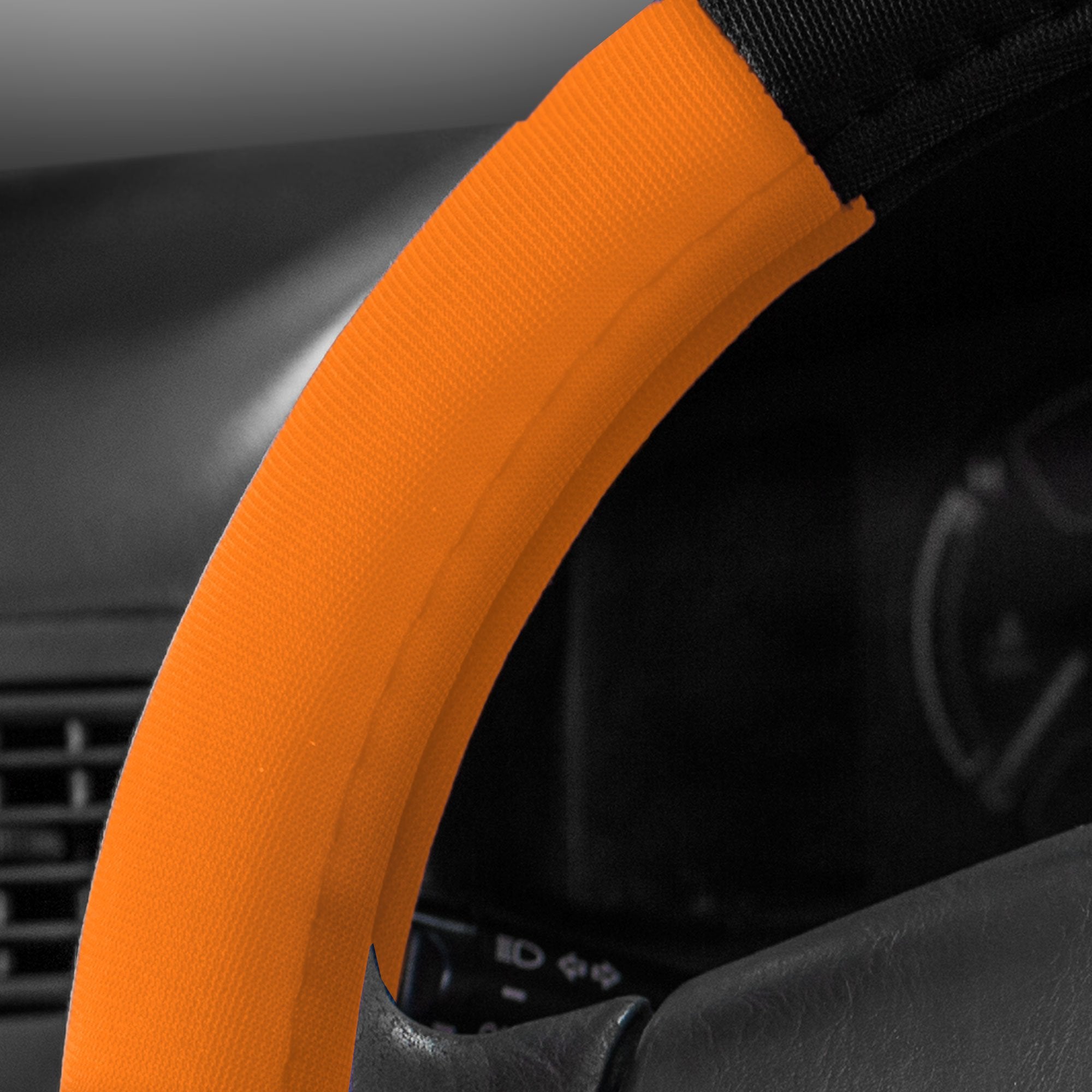 Fh Group Universal Fit Modernistic And Seat Belt Pads Combo Set Steering Wheel Cover Fits Most Cars, Suvs Orange
