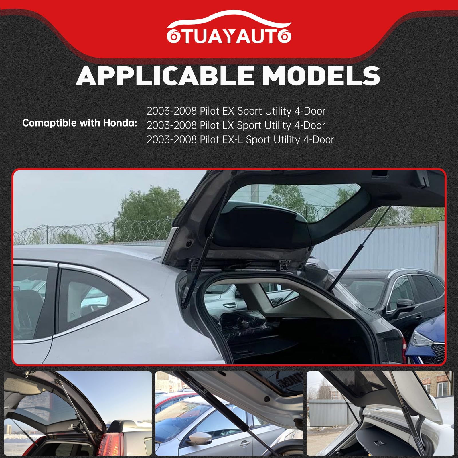 Otuayauto Rear Liftgate Hatch Shock Struts, Sg226013 Lift Support Replacement For Honda Pilot Ex Lx Ex-L- Fits 2003-2008 Vehicle