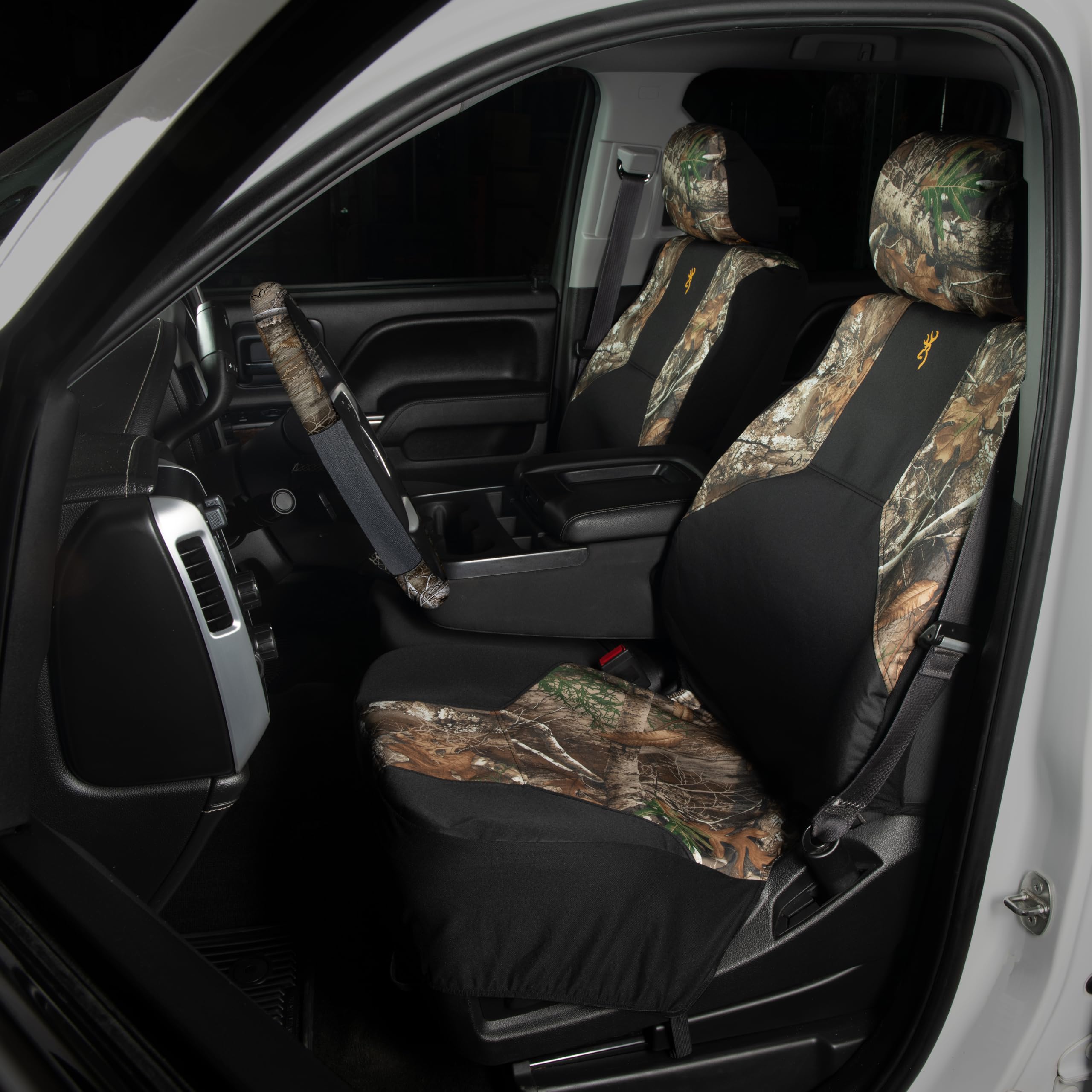 Browning Universal Low Back And Bench Seat Covers, Water And Dirt Resistant Car, Truck, And Suv Seat Covers, Realtree Edge (Excu