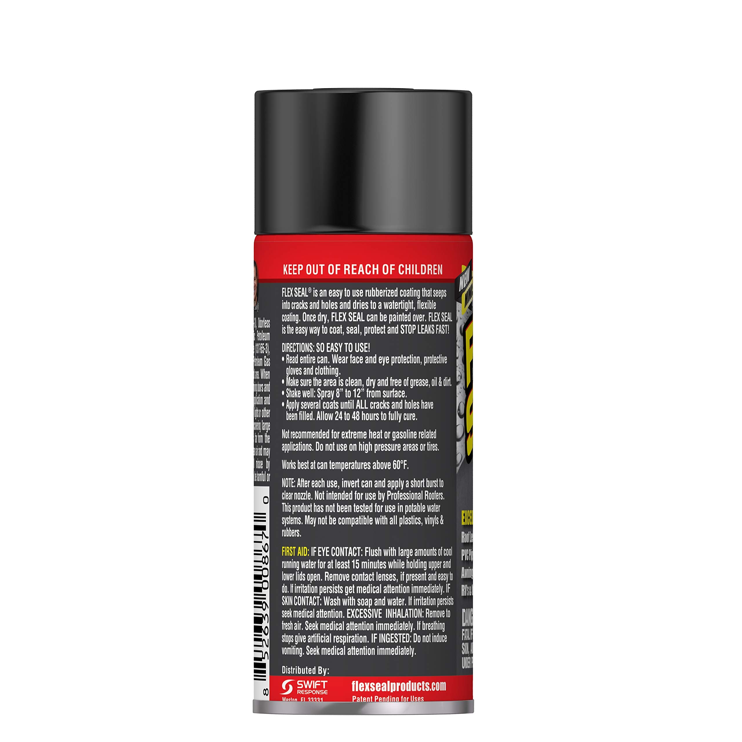Flex Seal Mini, Black, Stop Leaks Instantly, Waterproof Rubber Spray On Sealant Coating, Travel Size, Perfect For Gutters, Wood,