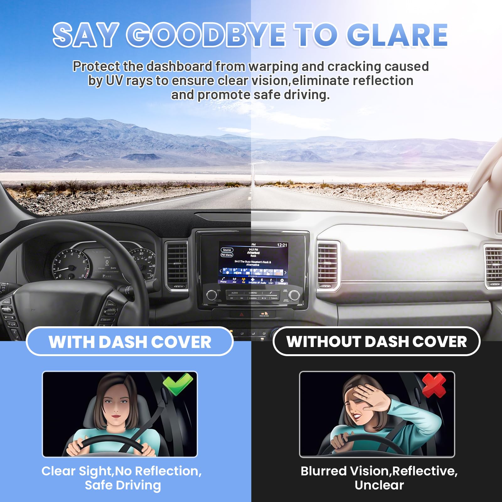 Sunsdrew Dash Cover For 2022-2025 Nissan Frontier Dashboard Cover Mat For Frontier Accessories Suede Dash Mat Frontier Sun Shade