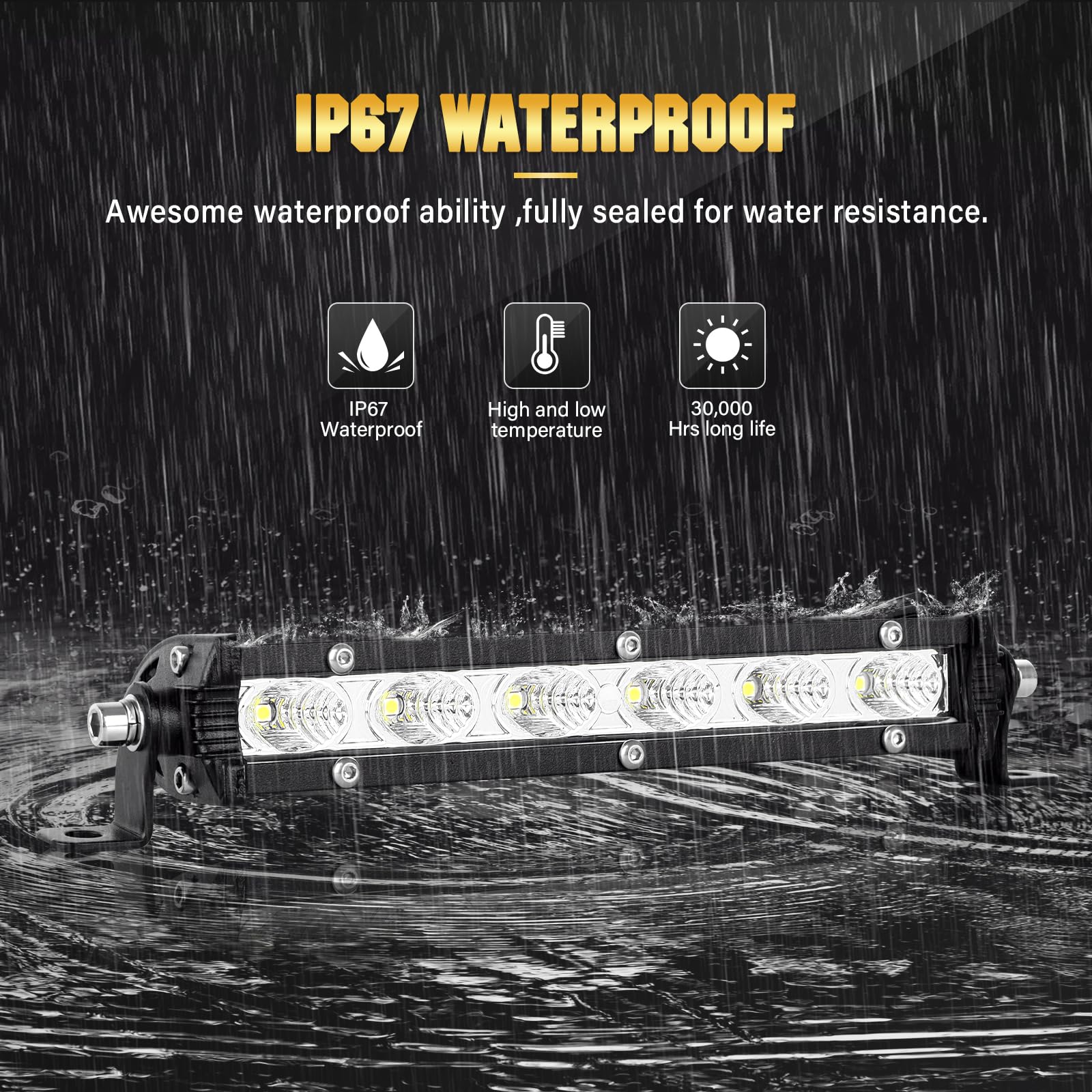 Skyworld 2 X 7 Inch 30W Single Row Led Light Bar Low Profile Ultra Thin Slim Mini Flood Off Road Driving Lights Led Fog Lights B