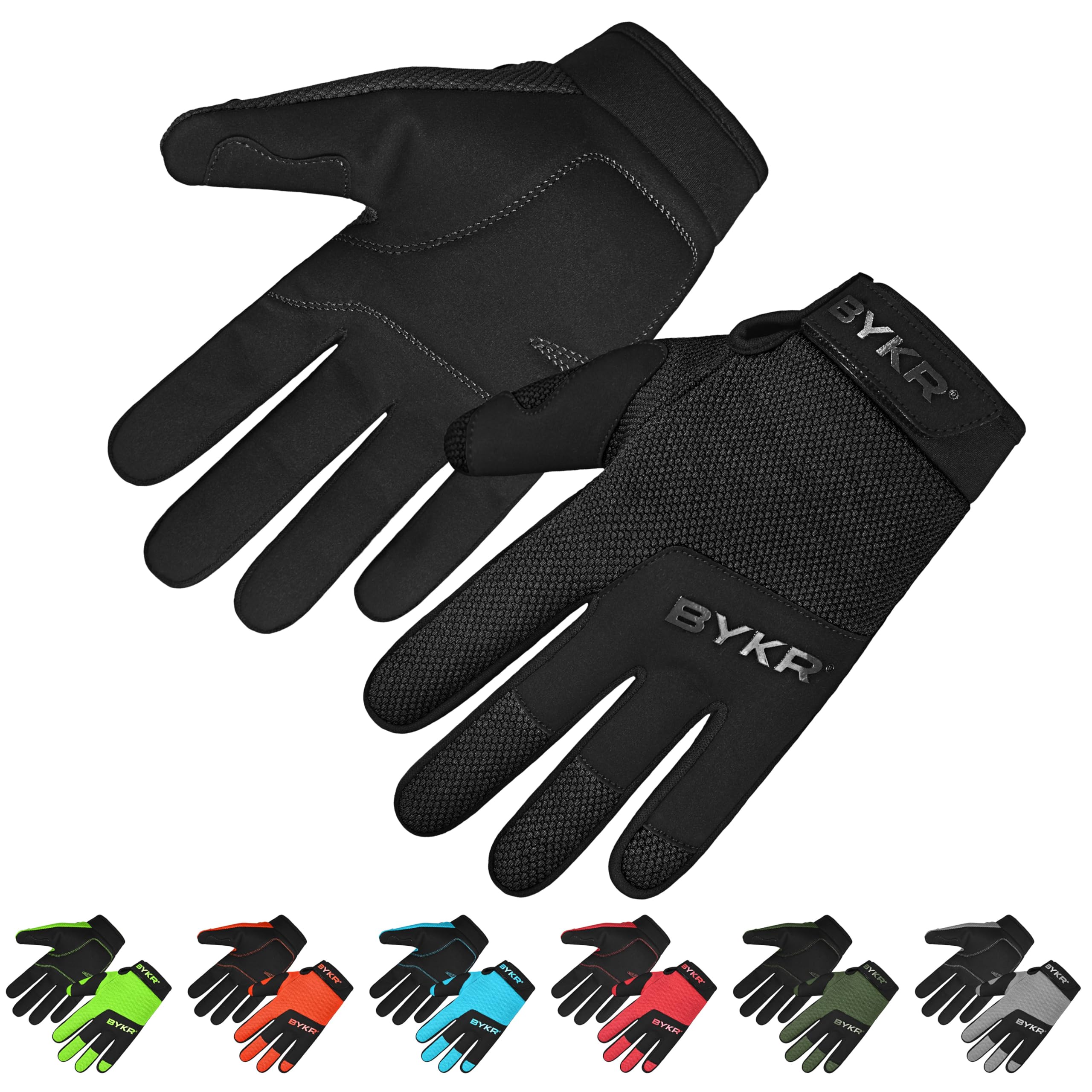 Bykr All-Weather Motorcycle Gloves For Men & Women - Protection For Dirt Bike, Bmx, Mx, And Atv Riding - Black S