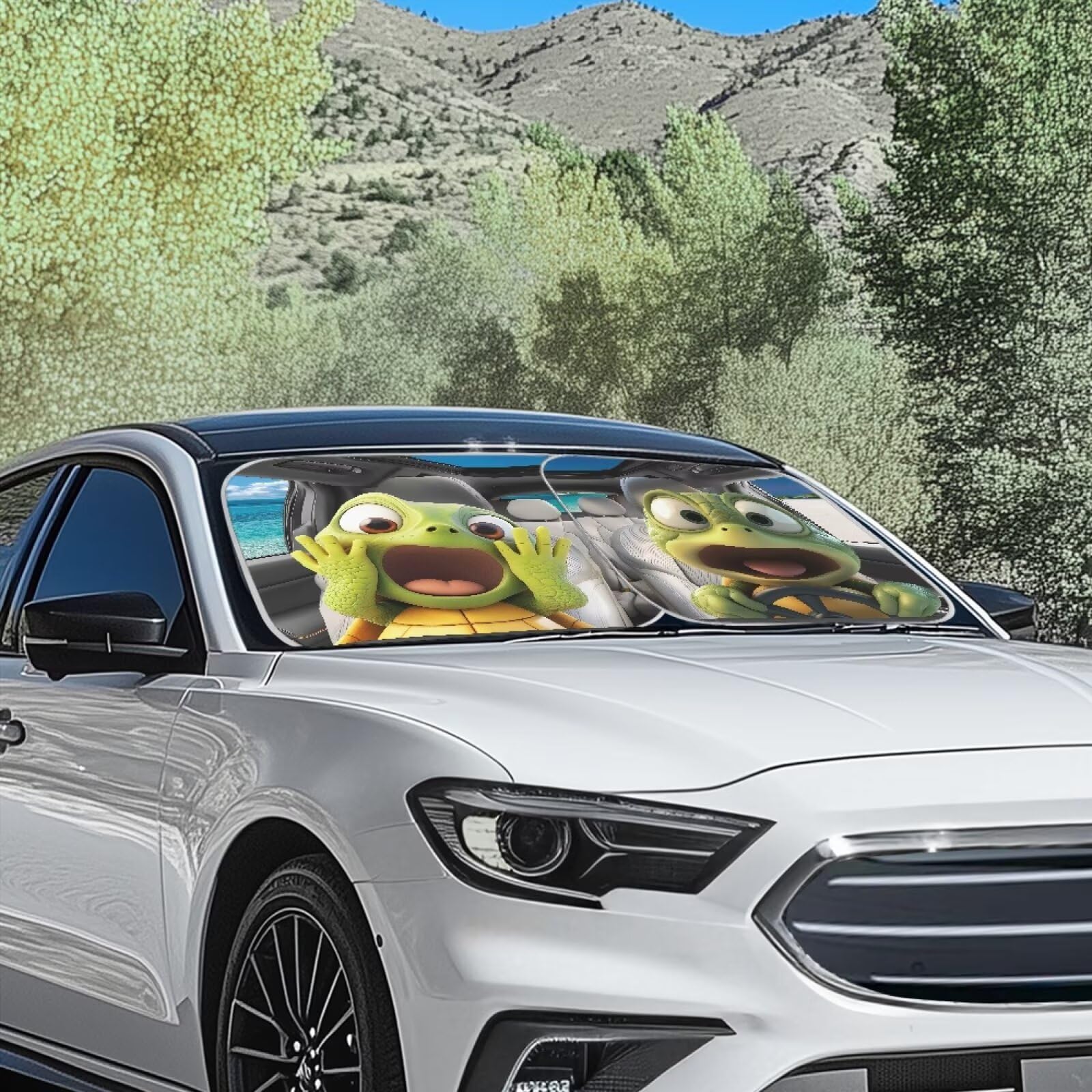 Huisefor Turtle Car Sun Shade 2 Pack Funny Windshield Cover For Automotive Foldable Automotive Windshield Sunshade Uv Rays Prote