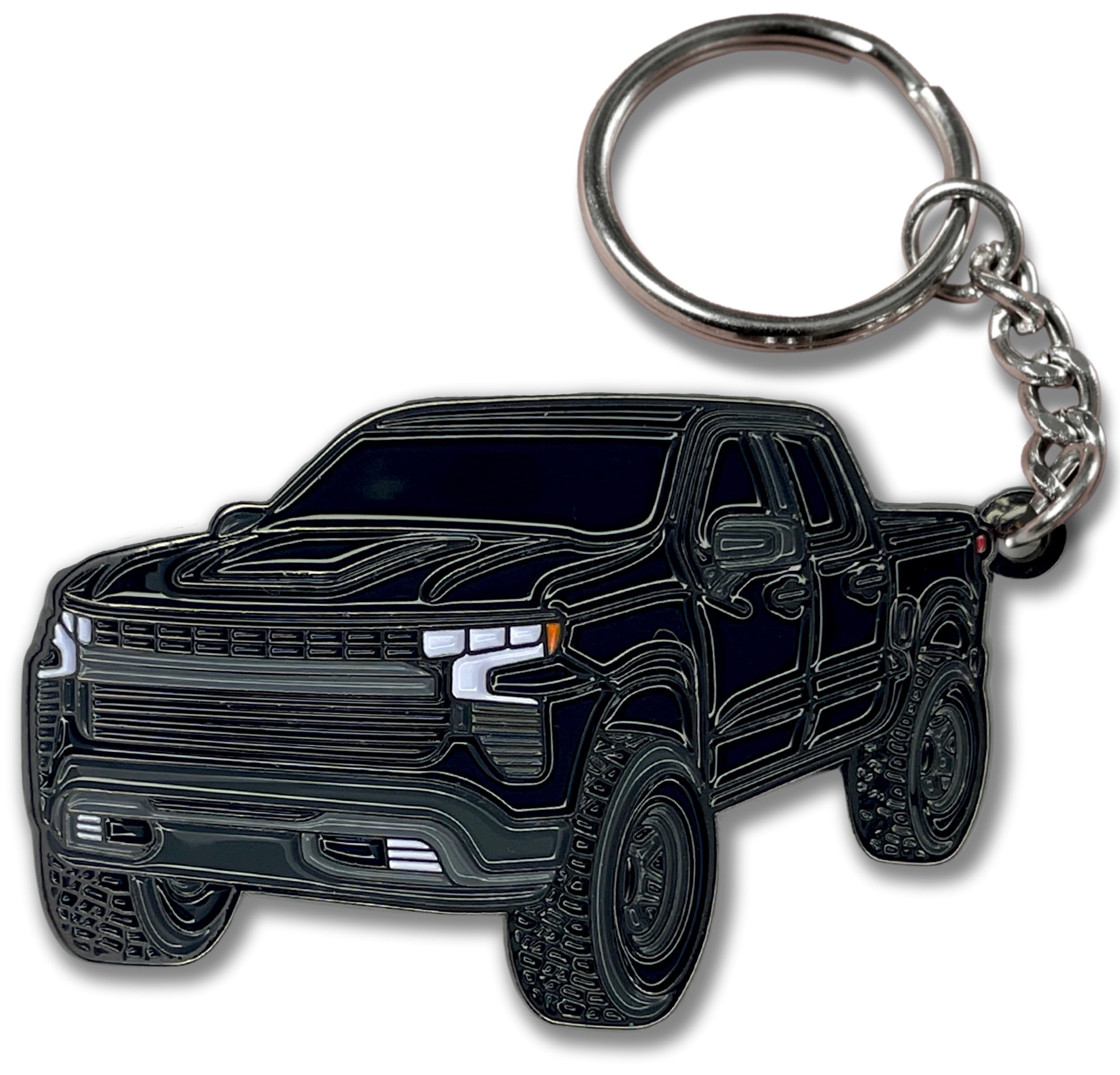 Four Wheel Beast Chevy Keychain Compatible With Chevy Silverado 1500 Accessories - Toy Truck Gifts Men Key Fob (Black)
